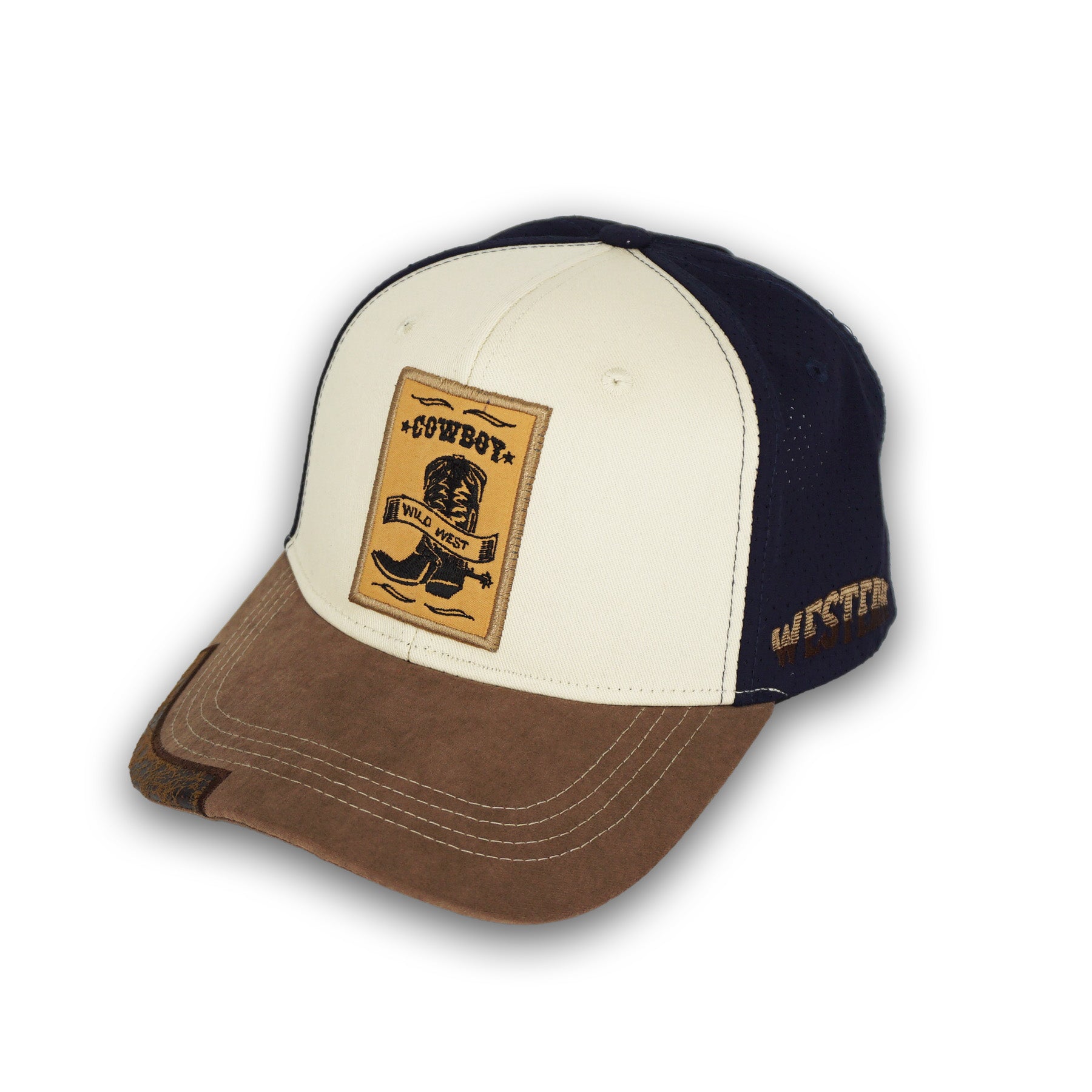 Wild West Beige/Navy Snapback Hat GC17