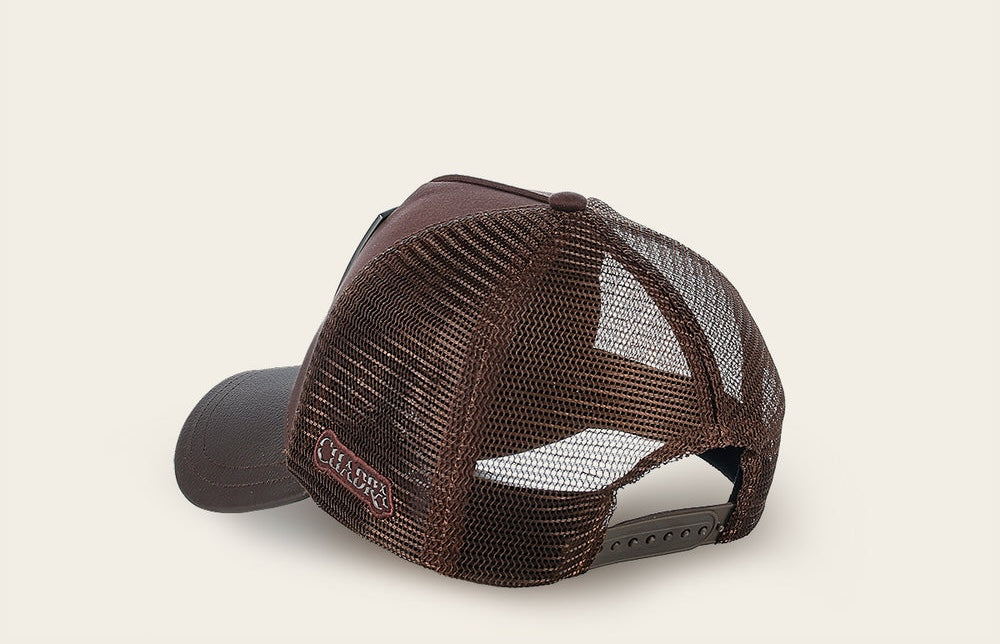 Cuadra Men's Deer Metal Patch Leather Cap CC115 - Chocolate