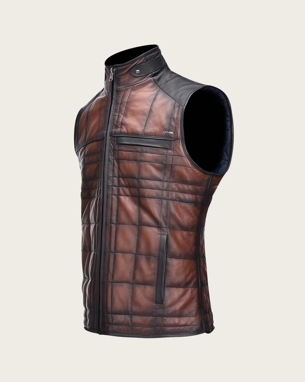 Cuadra Men's Brown Zipper Reversible Vest JC105