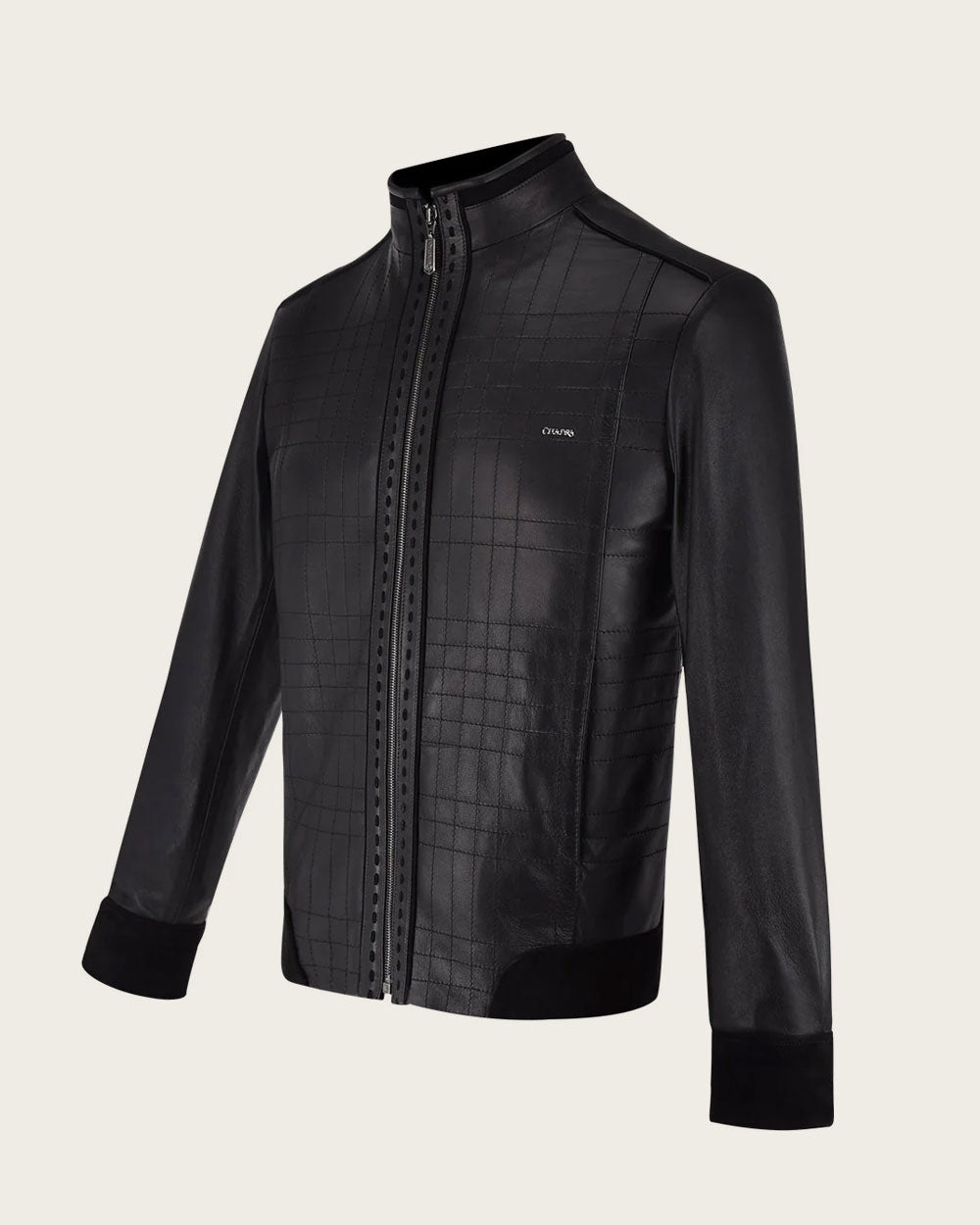 Cuadra Men's Mandarin Neck Zipper Jacket JC159 - Black
