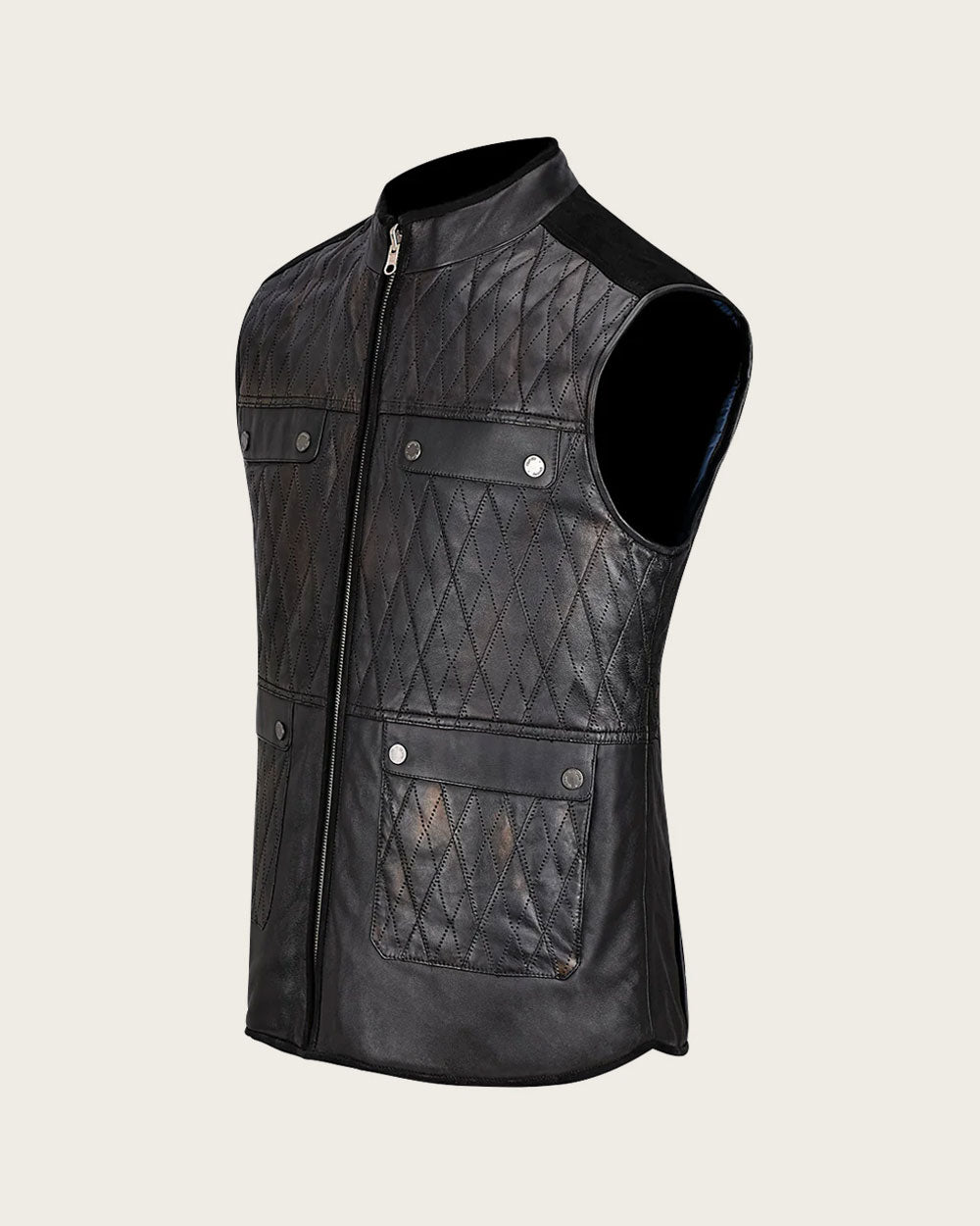 Cuadra Black Natural Embroidery Reversible Vest JC169