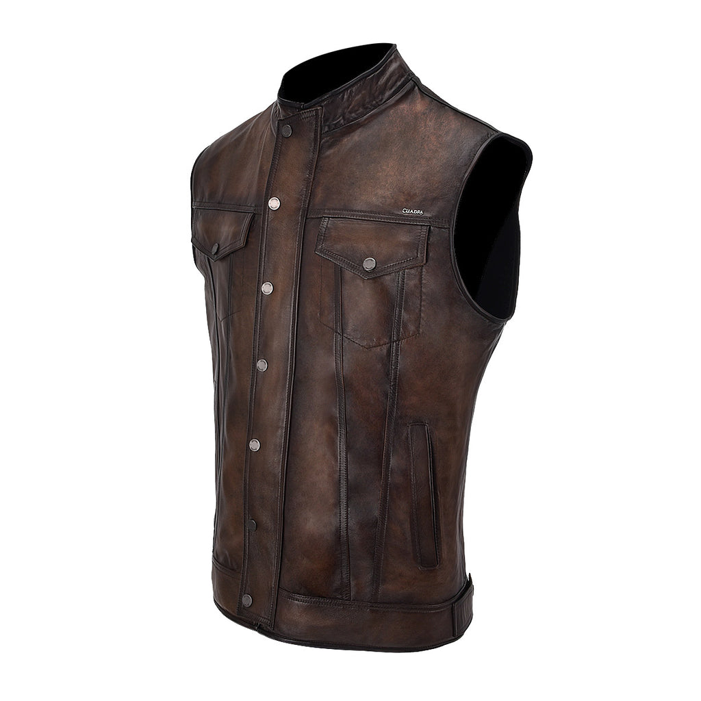 Cuadra Vintage Cappuccino Reversible Vest JC231 - Brown