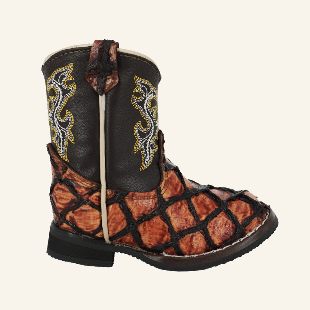Hooch Baby Boot Fish Print H534 - Cognac