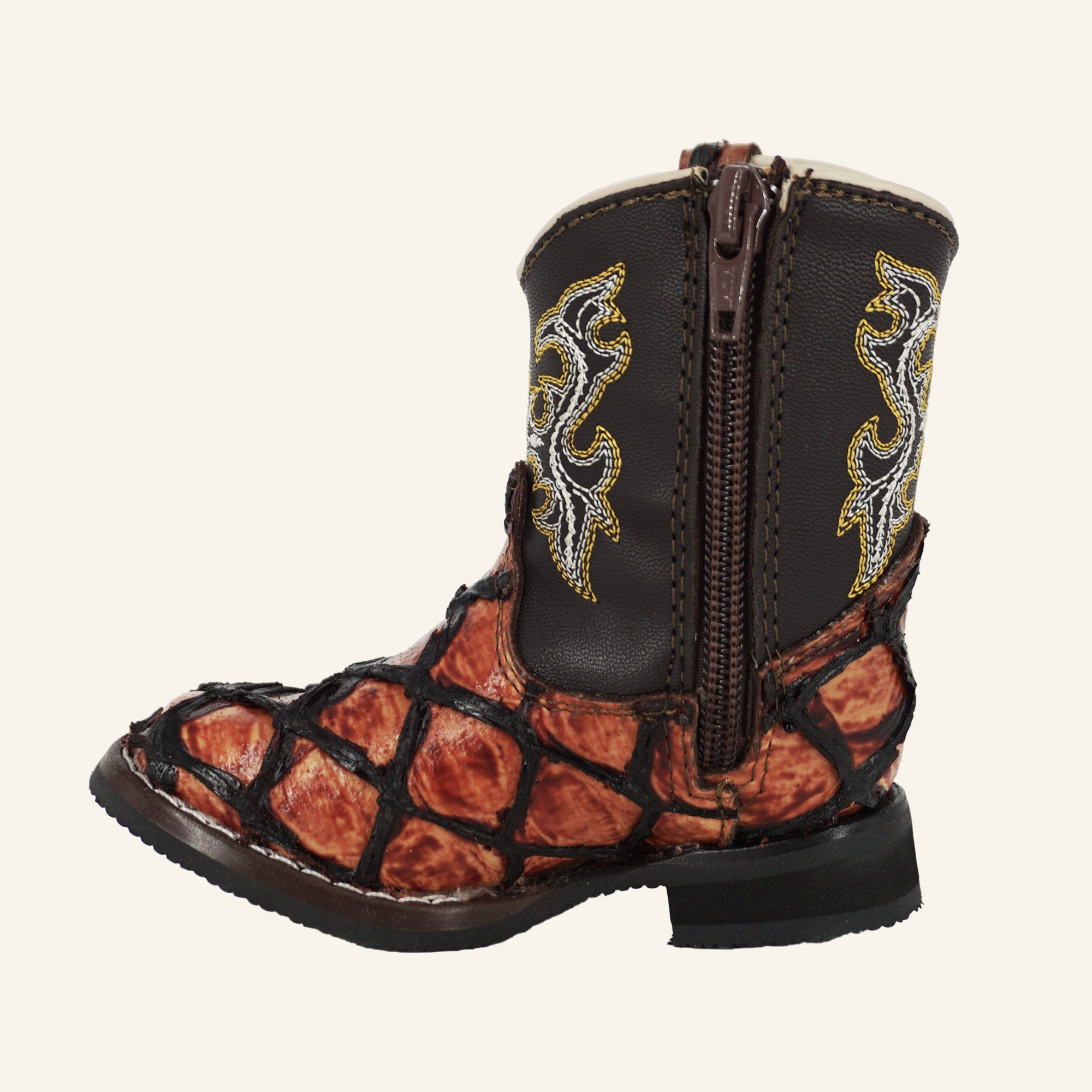 Hooch Baby Boot Fish Print H534 - Cognac