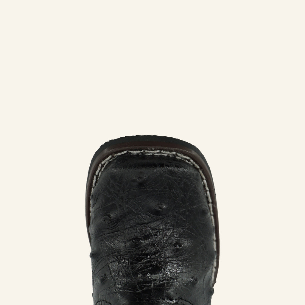 Hooch Baby Boot Ostrich Print H537 - Black