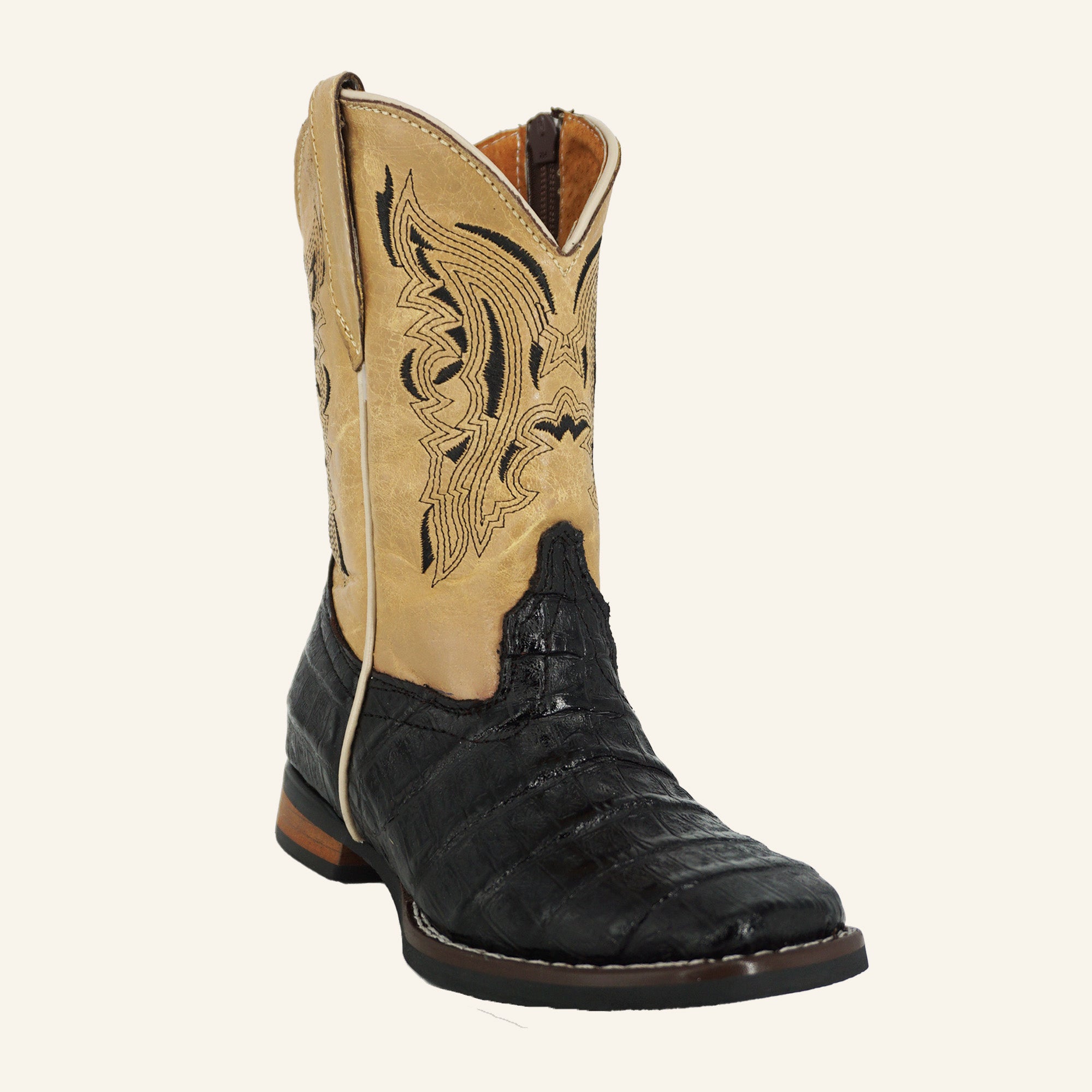 Hooch Kids Crocodile Print Cowboy Boot HN540 - Black