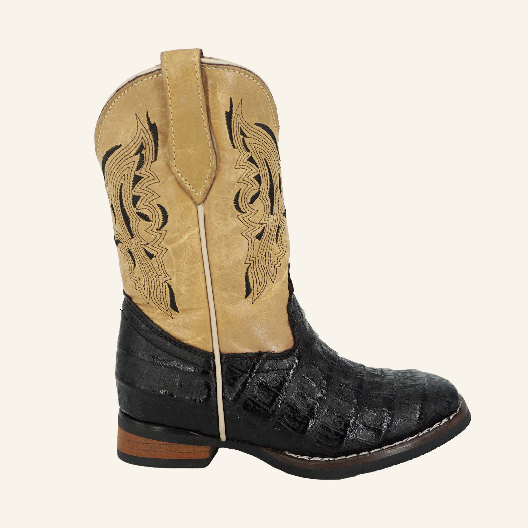 Hooch Kids Crocodile Print Cowboy Boot HN540 - Black