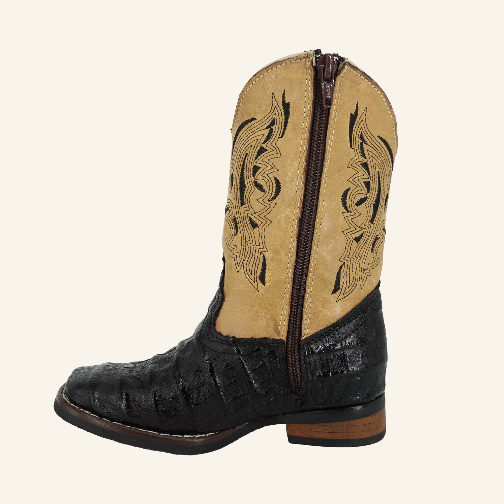 Hooch Kids Crocodile Print Cowboy Boot HN540 - Black