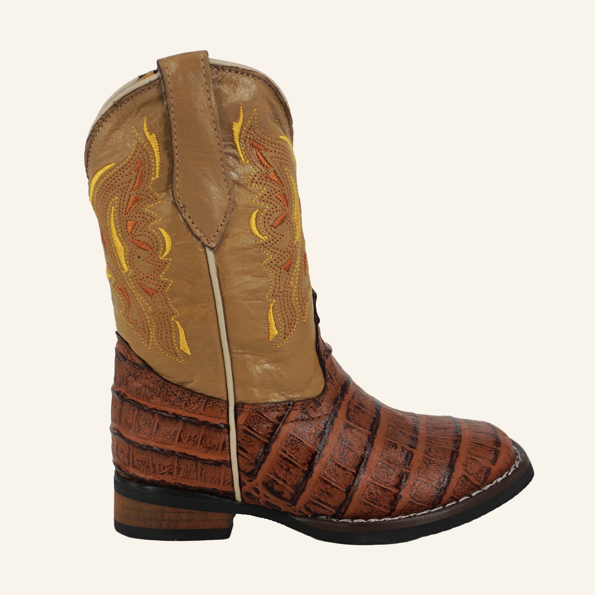 Hooch Kids Crocodile Print Cowboy Boot HN541 - Cognac