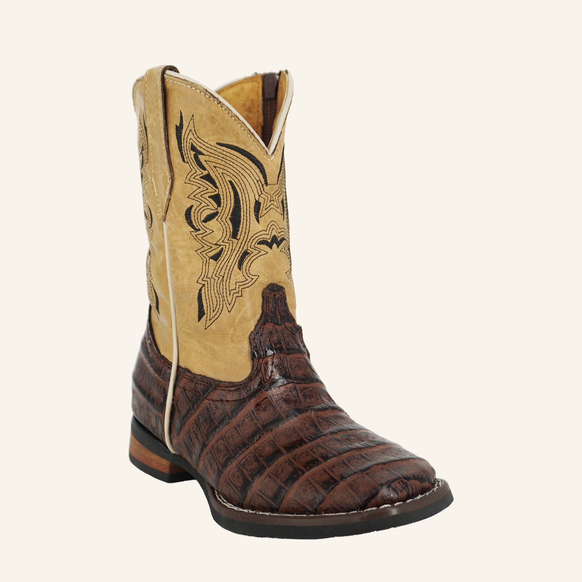 Hooch Kids Crocodile Print Cowboy Boot HN546 - Brown