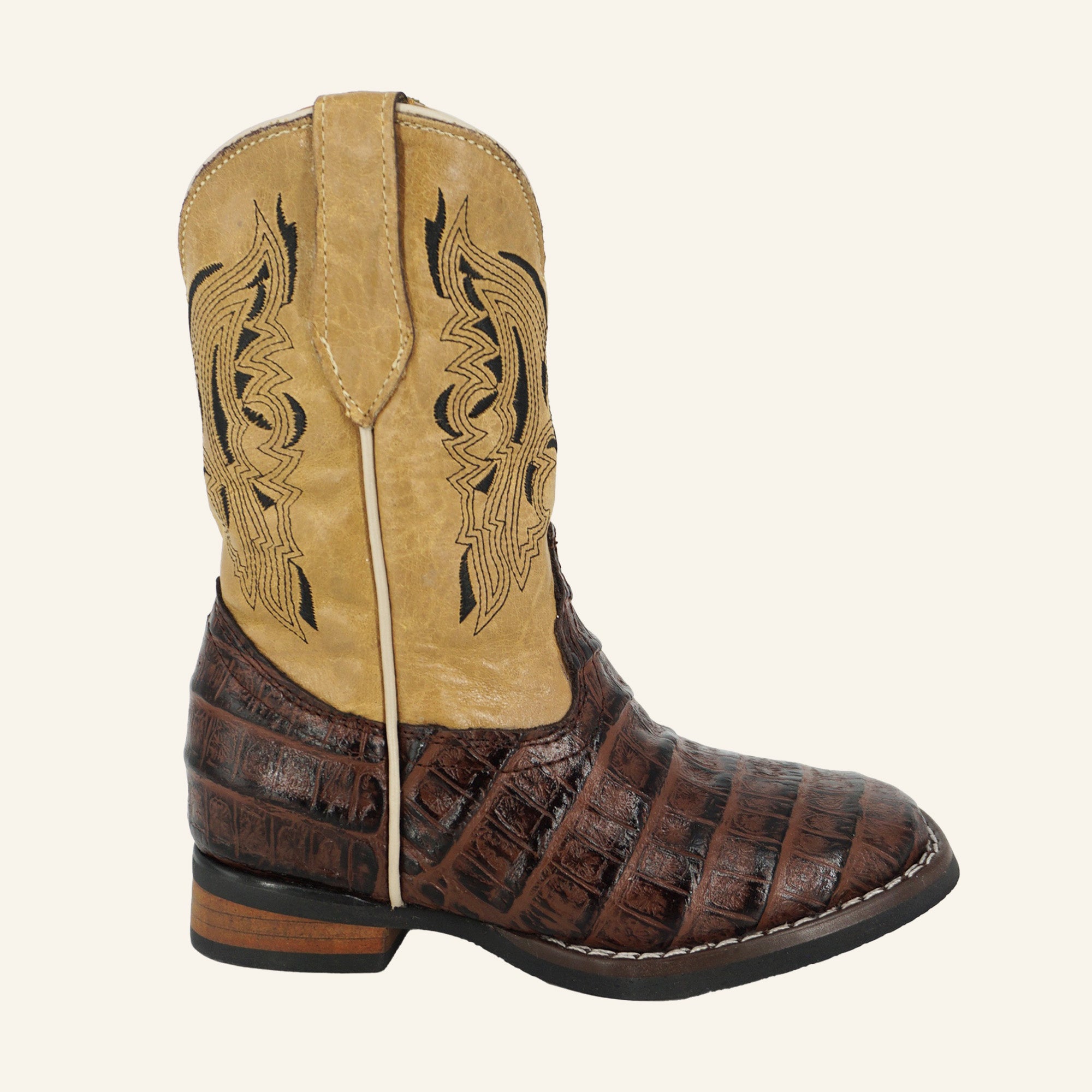 Hooch Kids Crocodile Print Cowboy Boot HN546 - Brown