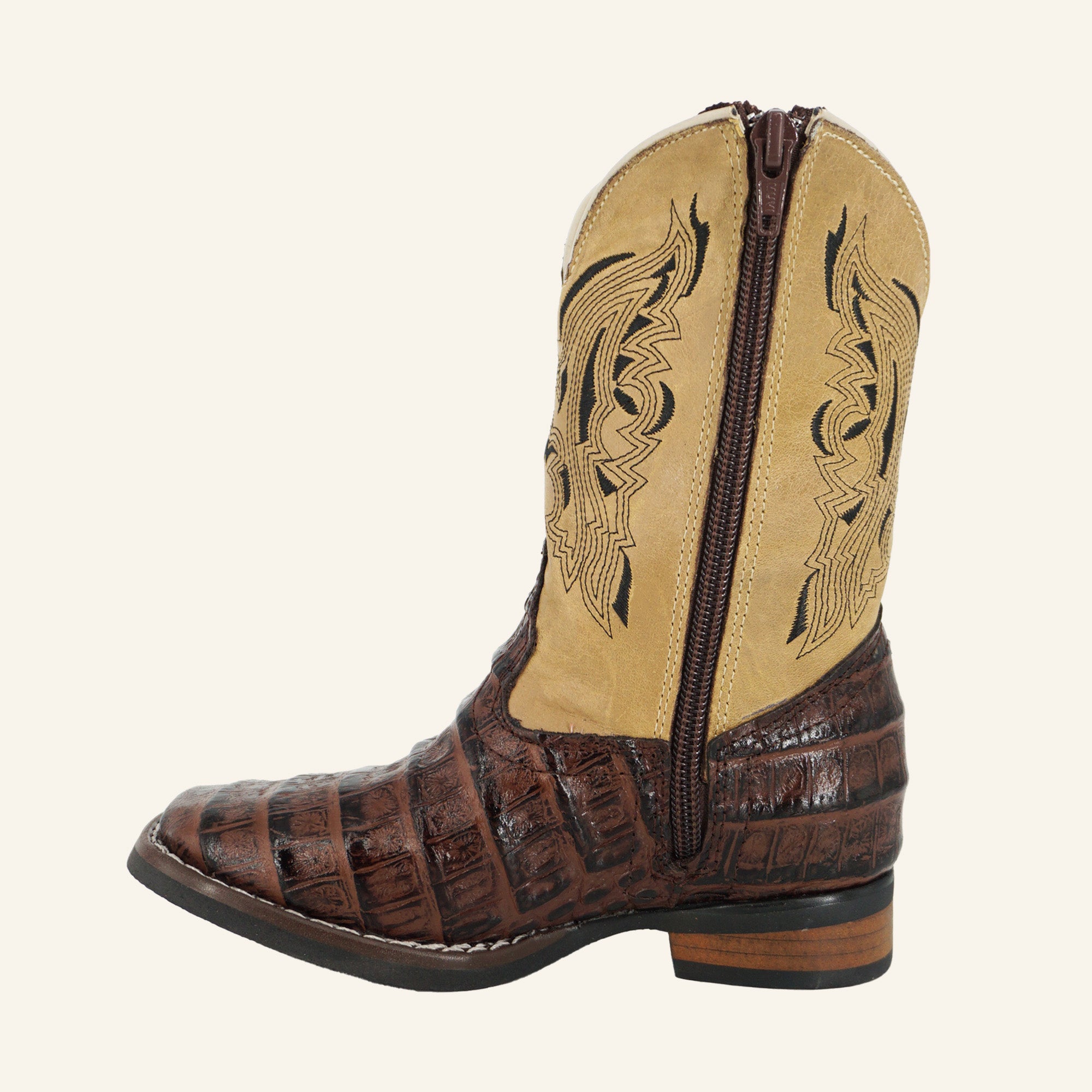 Hooch Kids Crocodile Print Cowboy Boot HN546 - Brown