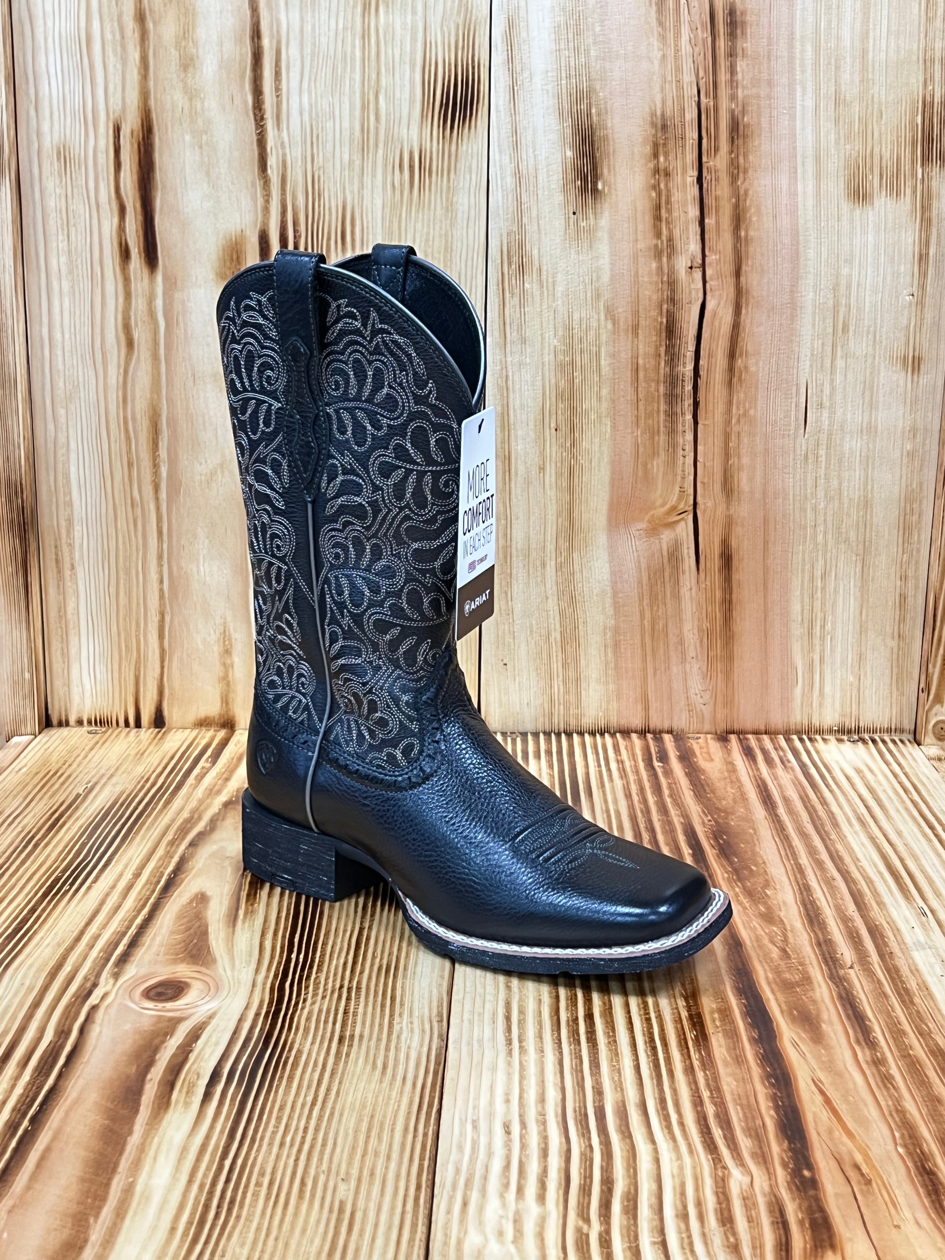 Ariat Women's Round Up Remuda Wide Square Toe 10034024 - Black Deertan