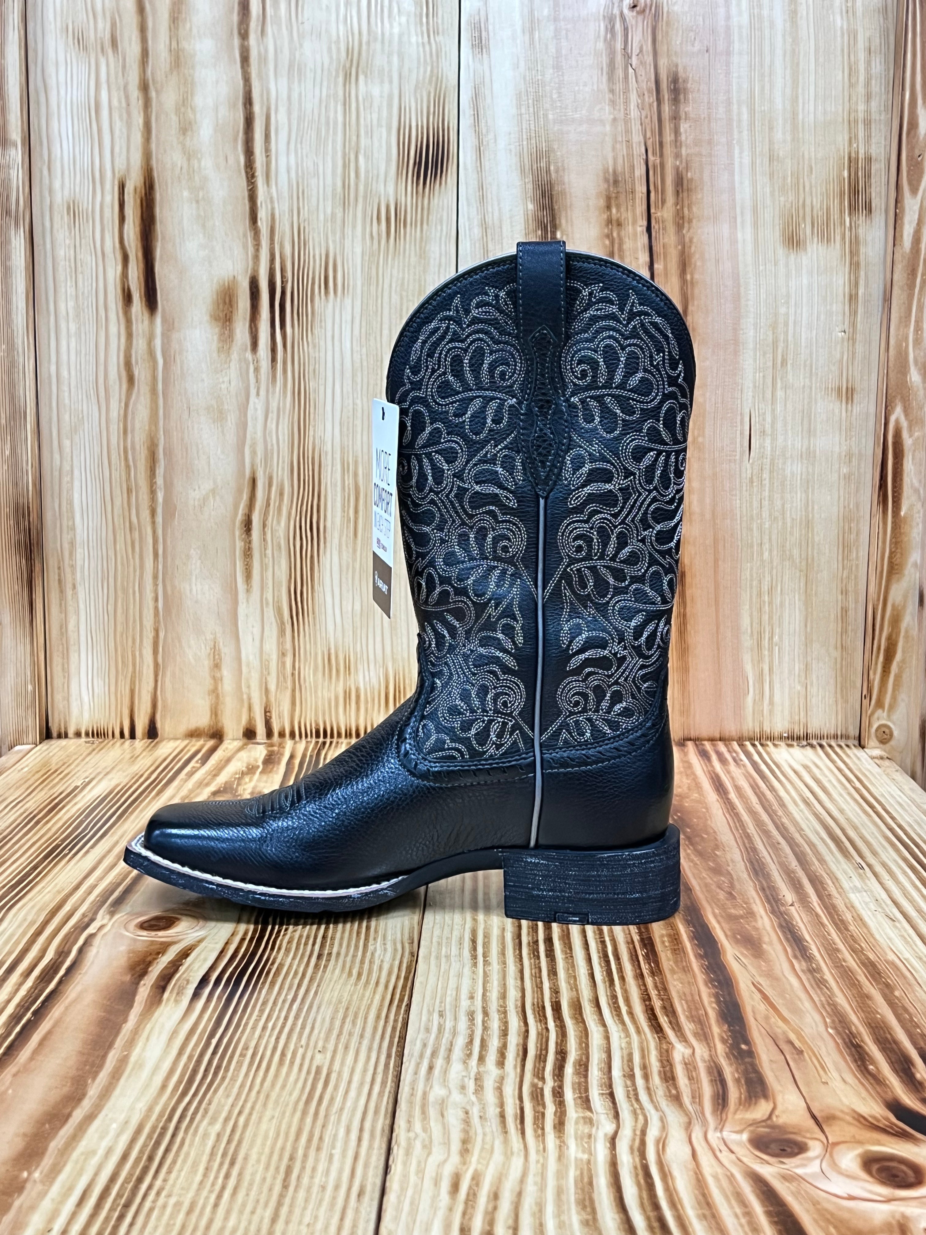Ariat Women's Round Up Remuda Wide Square Toe 10034024 - Black Deertan