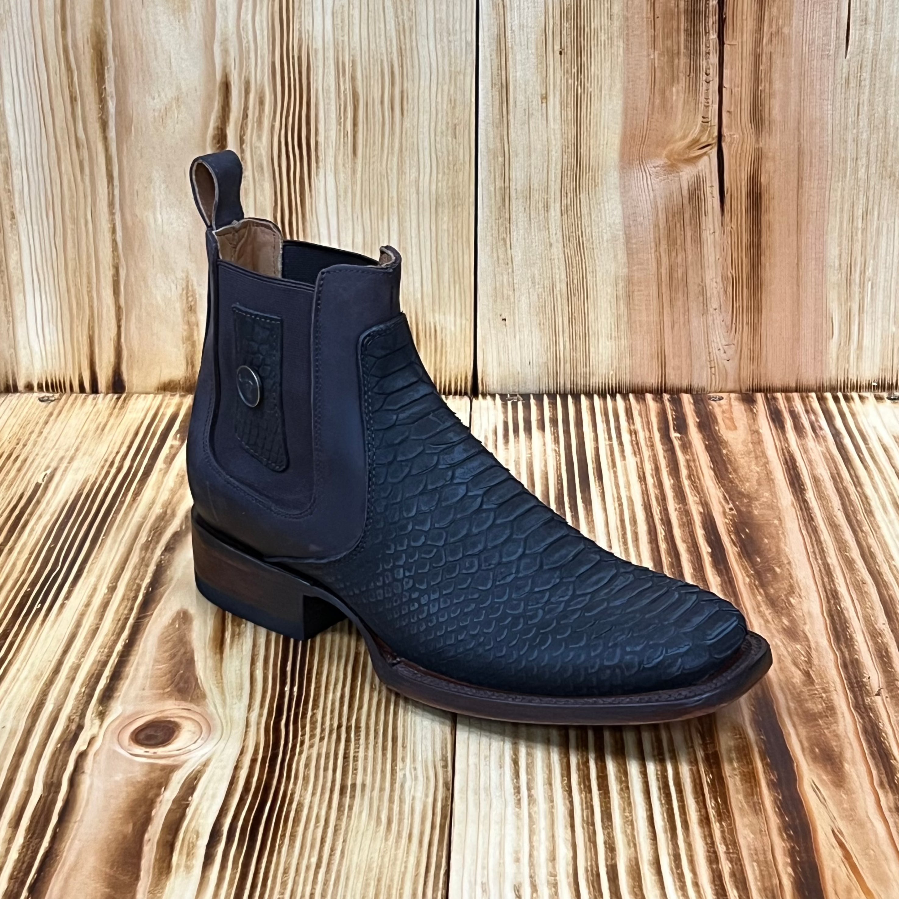 Hooch Men's Python Print Short Boot 880 - Nobuck Chocolate