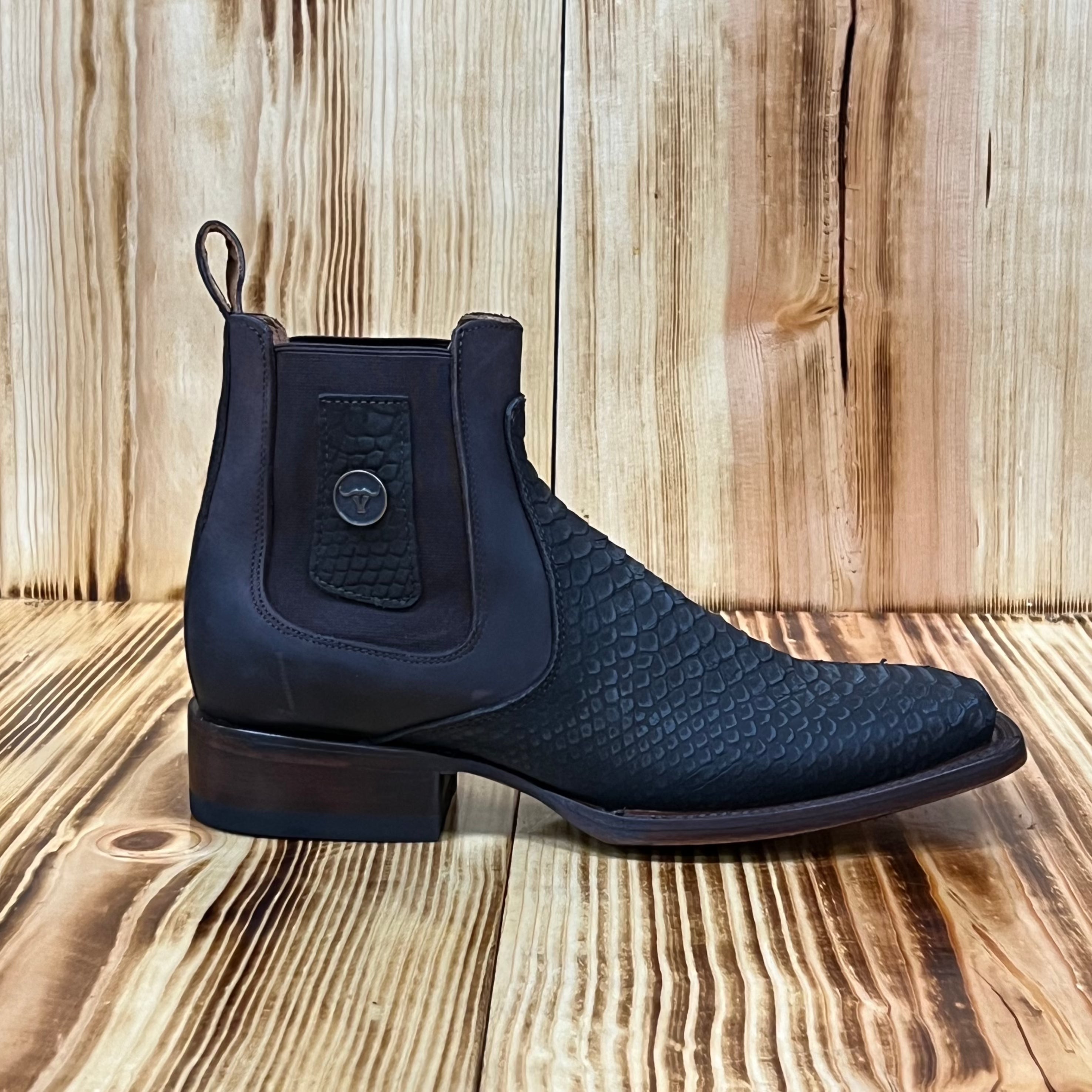 Hooch Men's Python Print Short Boot 880 - Nobuck Chocolate