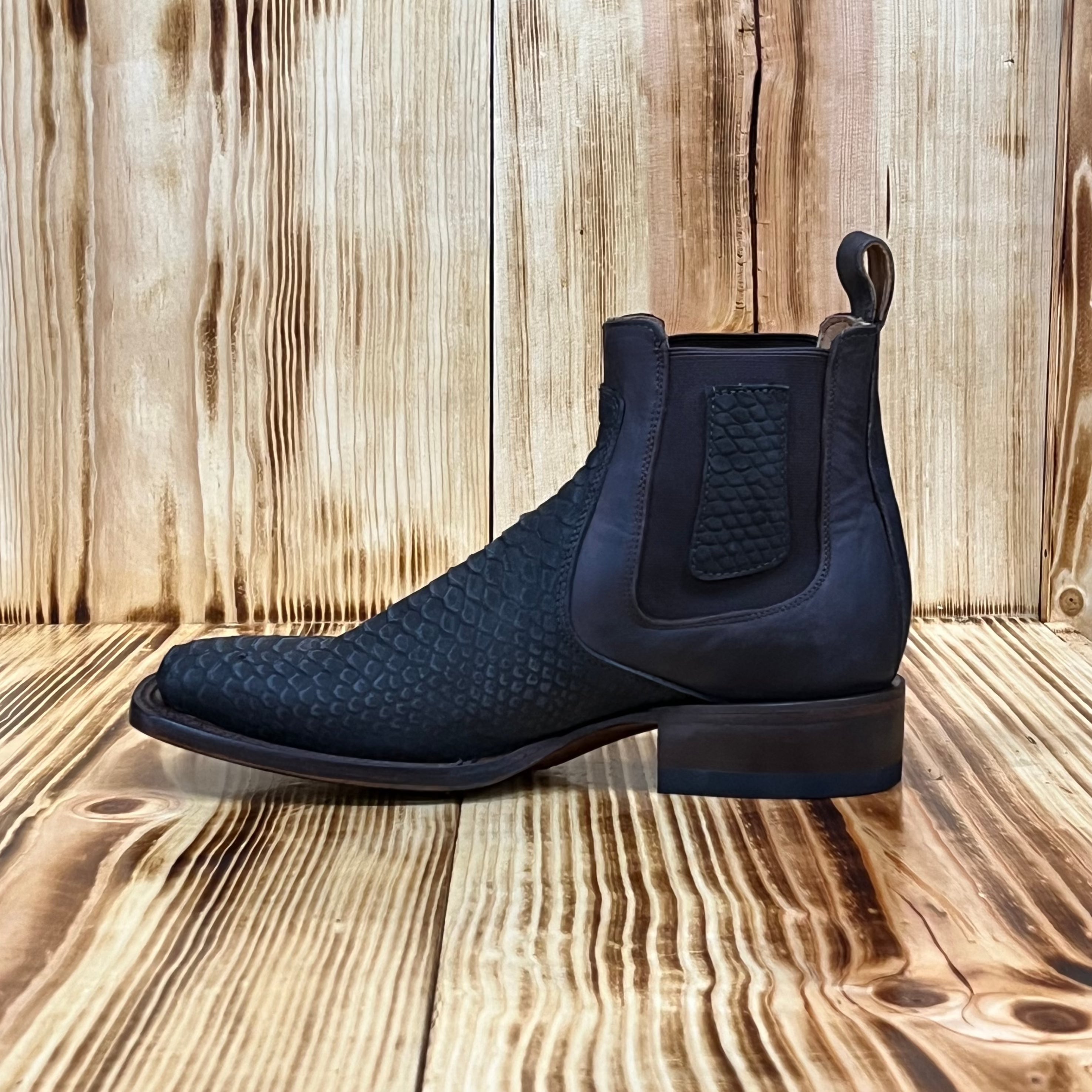 Hooch Men's Python Print Short Boot 880 - Nobuck Chocolate