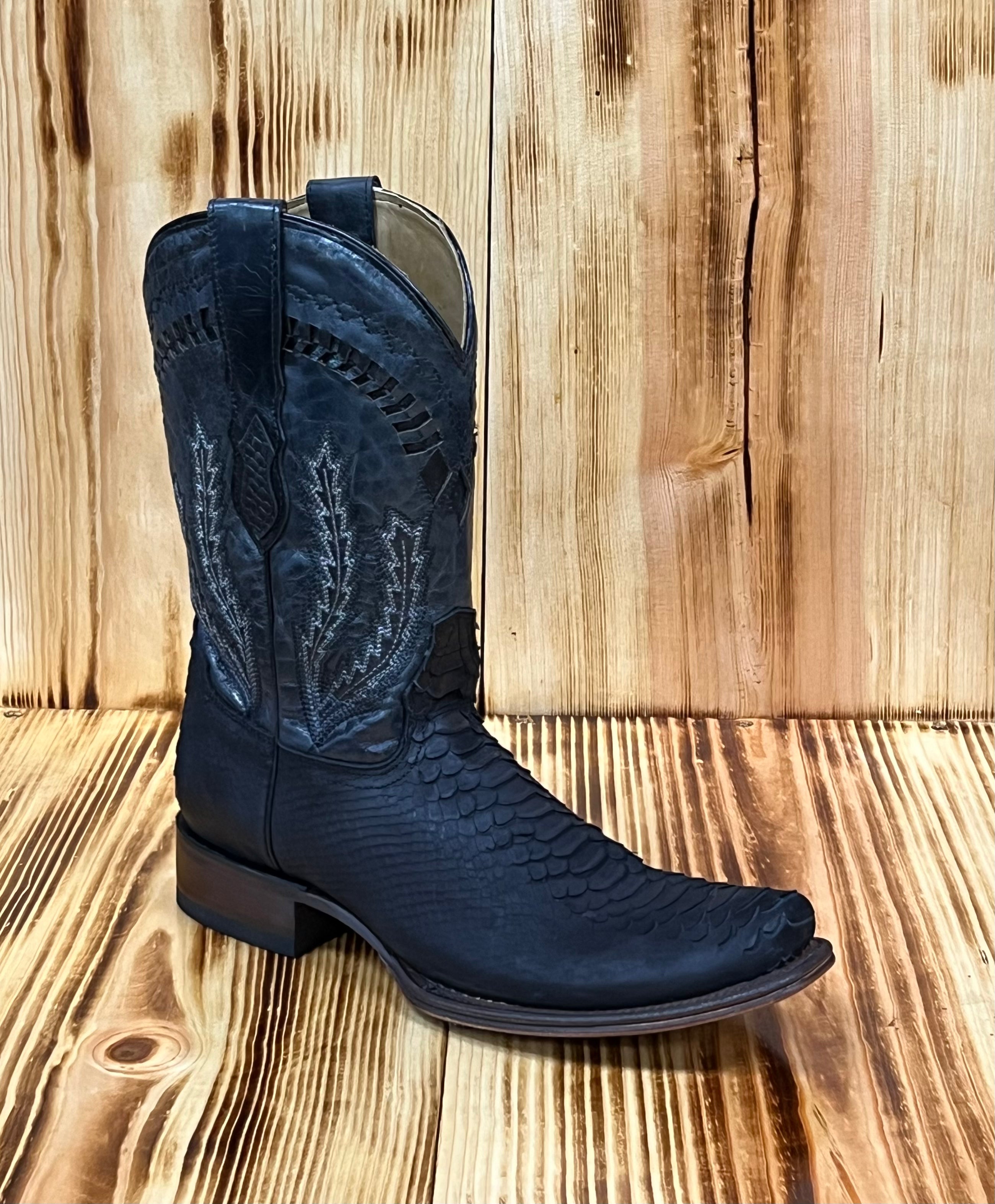 Hooch Men's Python Print Boot LVC/131 BENNET - Nobuck Black