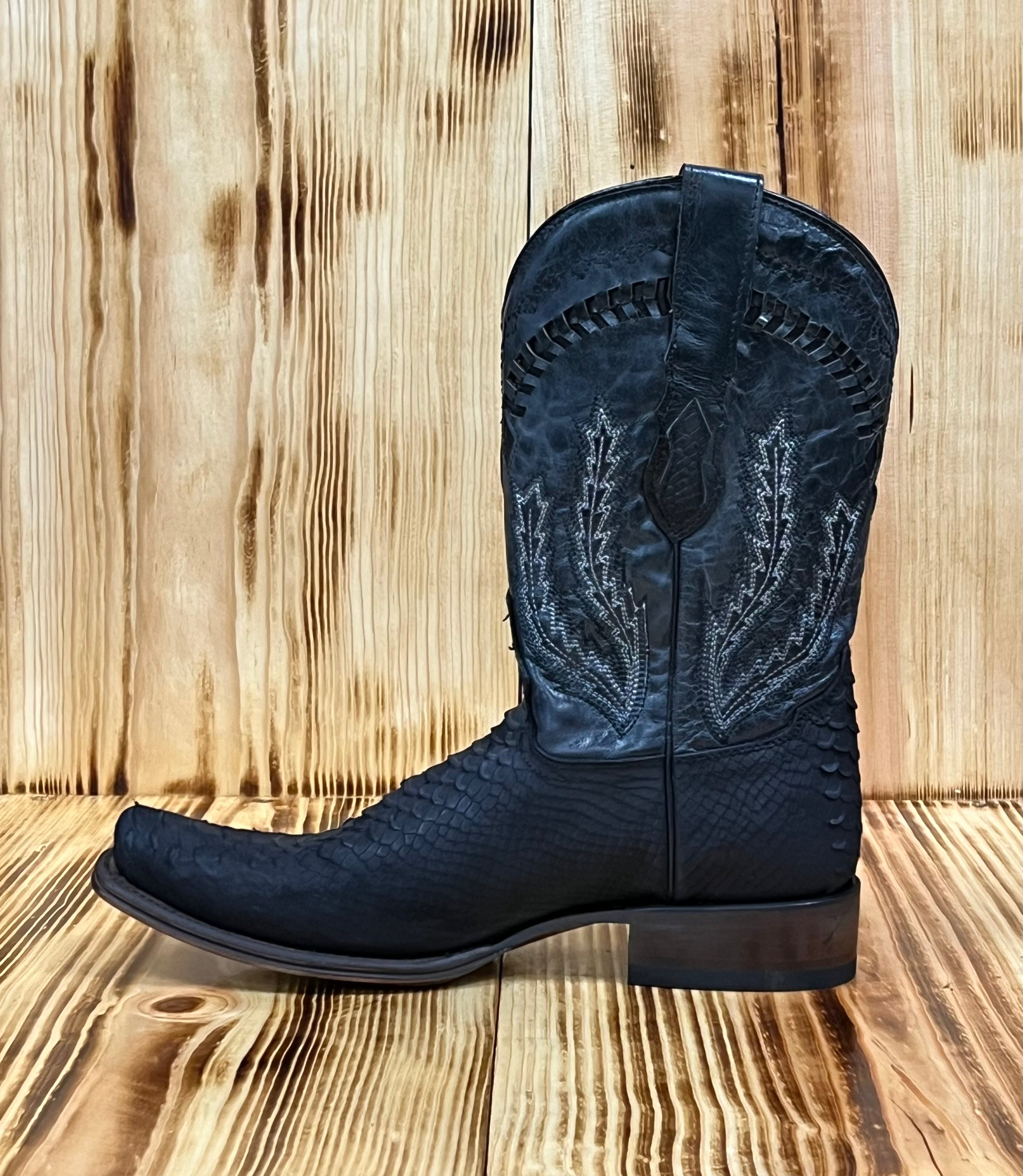 Hooch Men's Python Print Boot LVC/131 BENNET - Nobuck Black