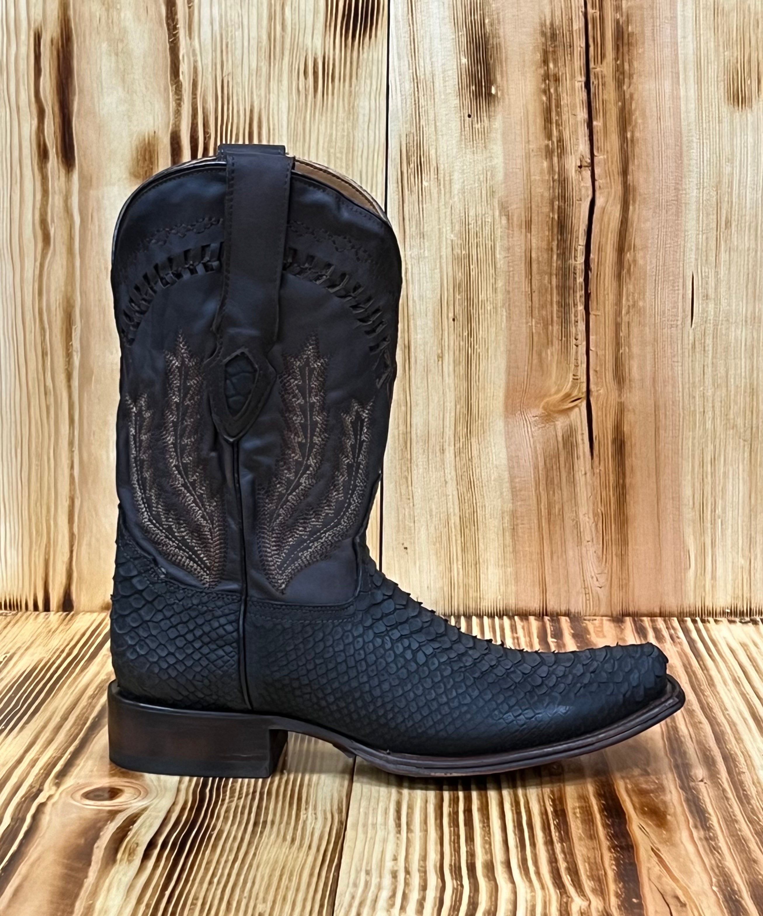 Hooch Men's Python Print Boot QAC-130 LVC/BENNET - Nobuck Chocolate