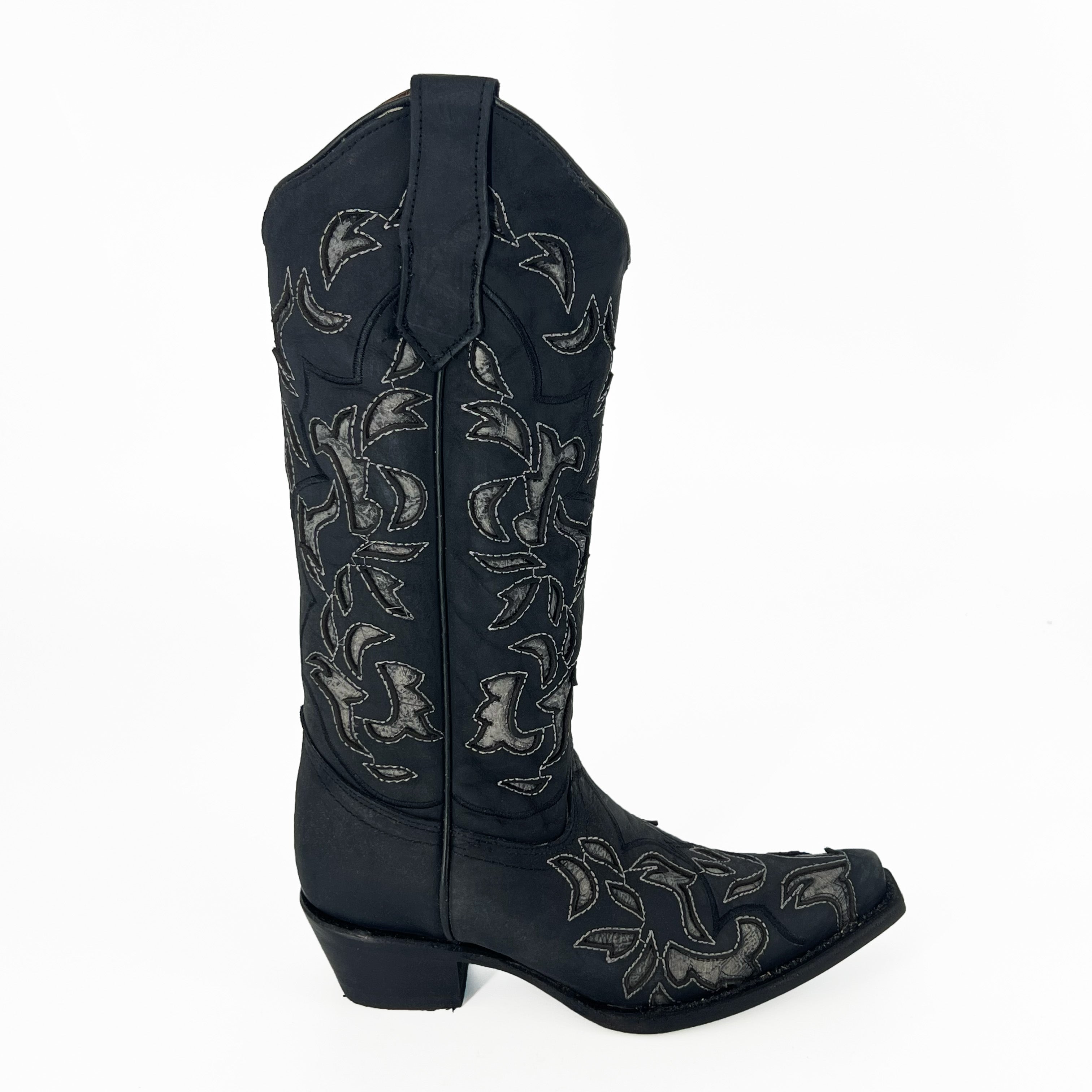 Circle G Women’s Inlay & Embroidery Boot L6033 - Black/Grey
