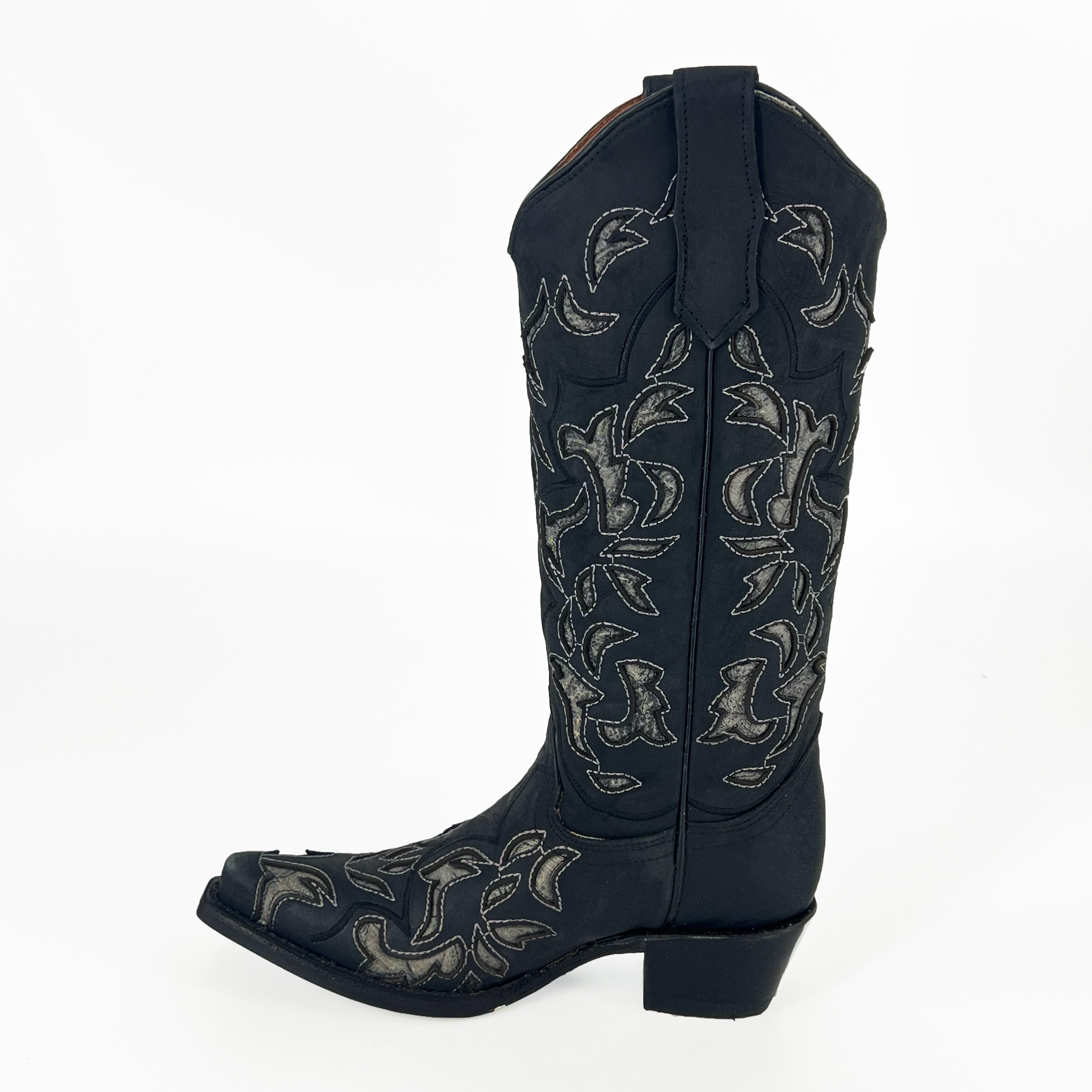 Circle G Women’s Inlay & Embroidery Boot L6033 - Black/Grey