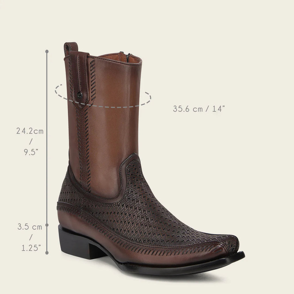 Cuadra Men's Laser & Woven Narrow Square Toe CU933 - Crust Miel