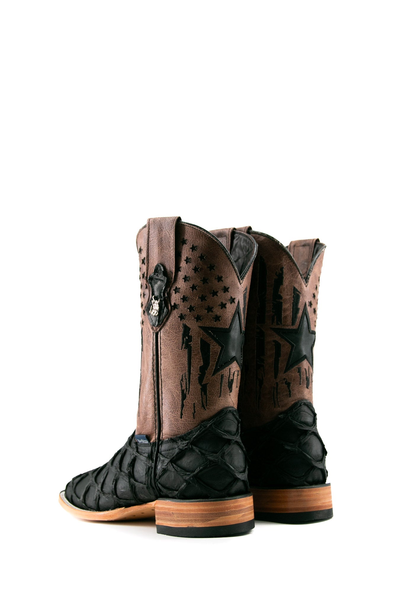 Rock'em Men's Clone Fish Pirarucu Square Toe Cowboy Boot - Matte Black