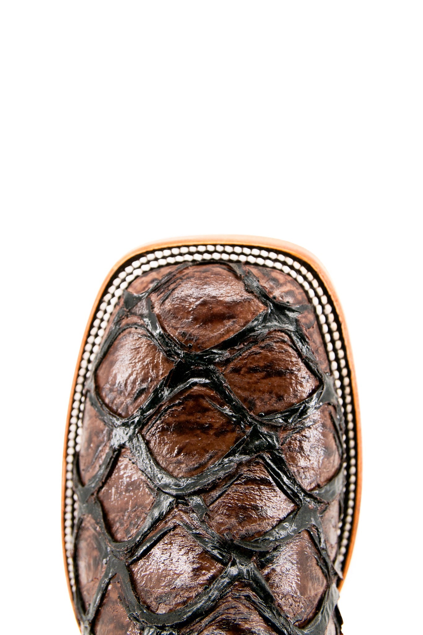 Rock'em Men's Clone Fish Pirarucu Square Toe Cowboy Boot - Brown