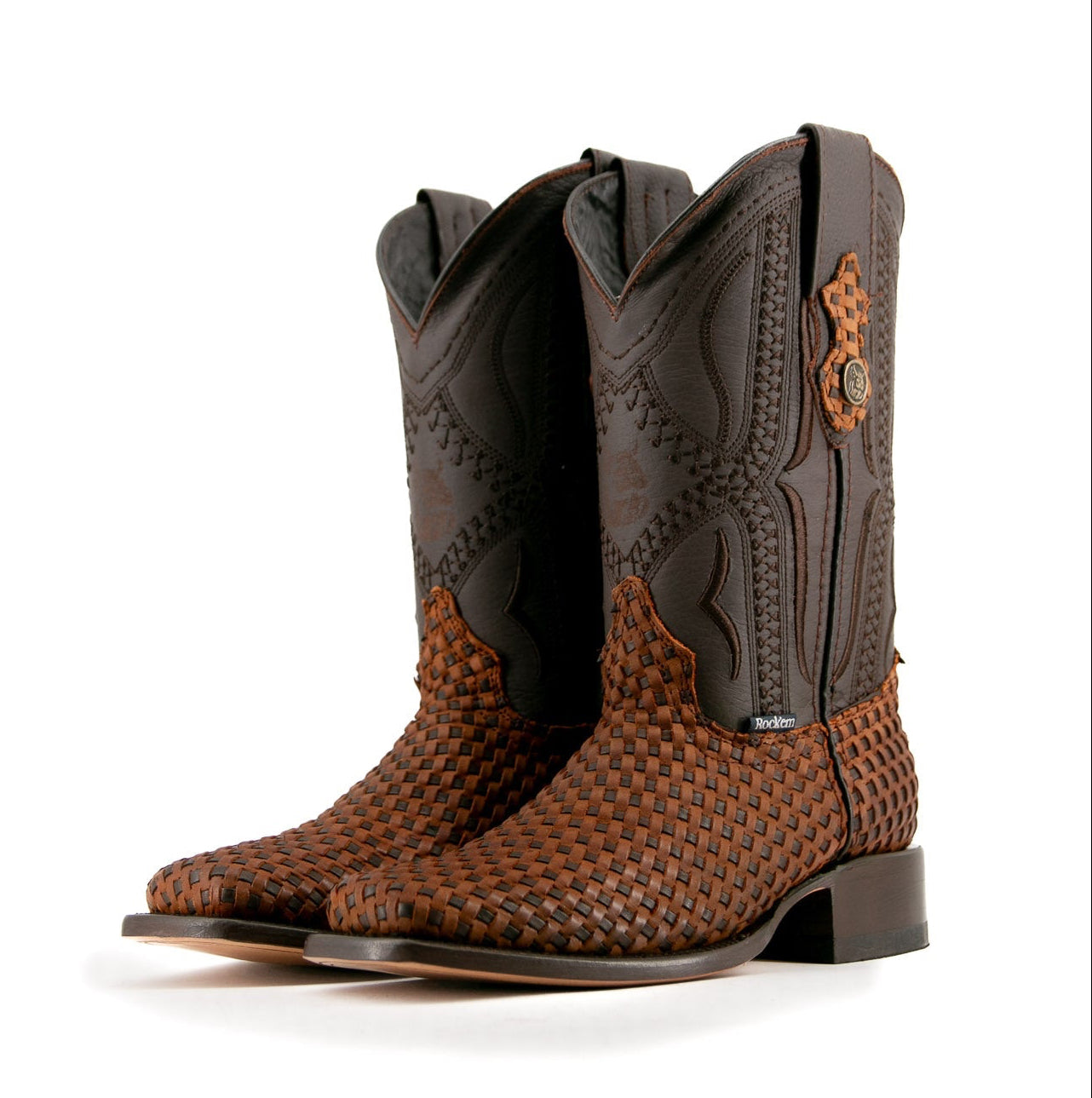 Rock'em Woven Renegade Rodeo Toe Cowboy Boot - Brown/Tan