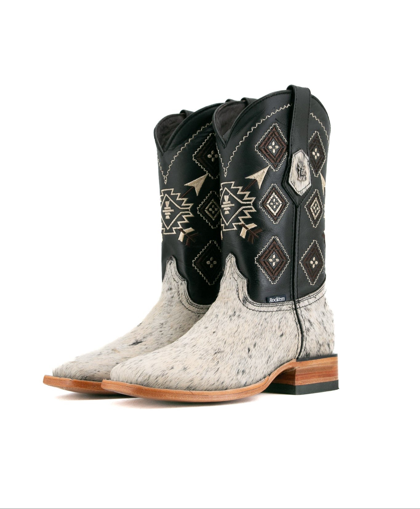 Rock'em Men's Aztec Cowhide Square Toe Cowboy Boot