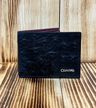Cargar imagen en el visor de la galería, Cuadra Men&#39;s Black Ostrich Wallet B2910A1
