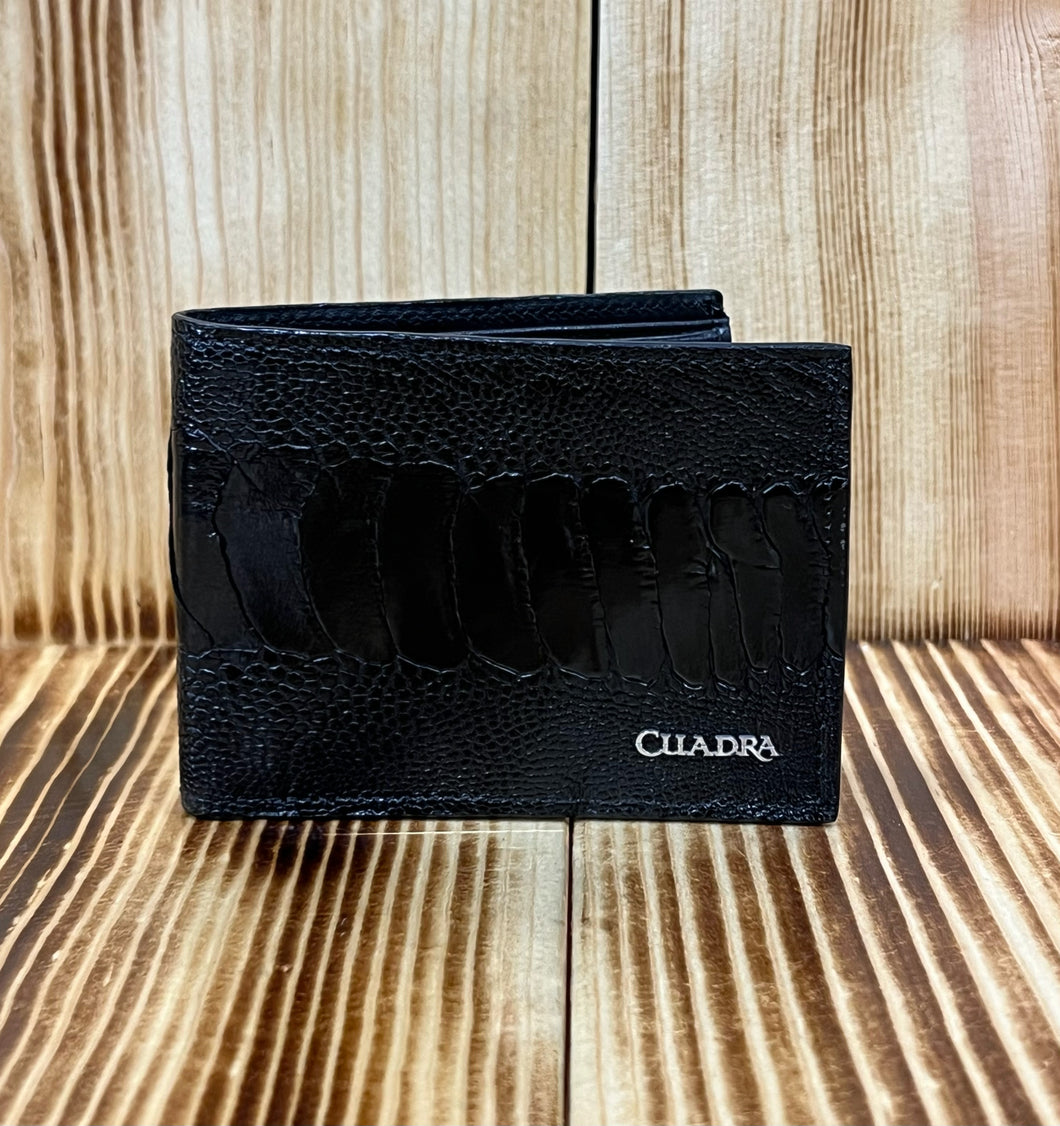 Cuadra Men's Black Ostrich Leg Wallet B2910PA