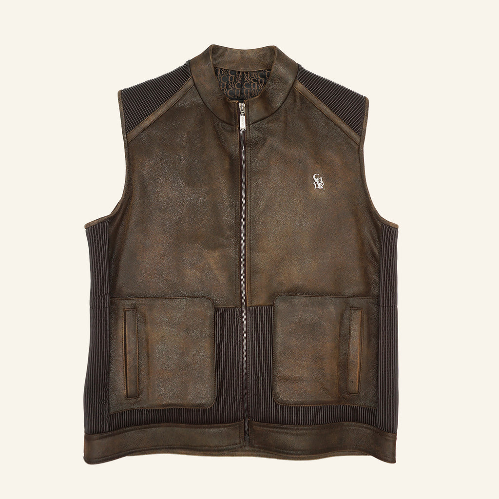 Cuadra Men's Chocolate Zipper Vest JC321