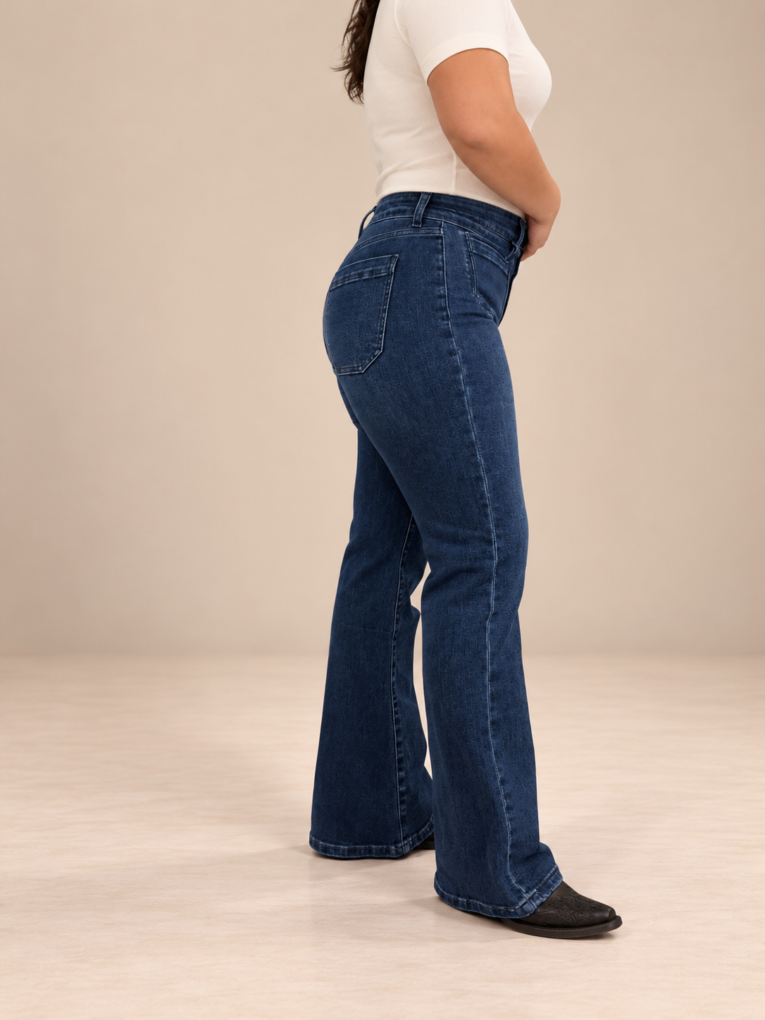 Women's Mid Rise Flare Jean KJ001 - Dark Wash