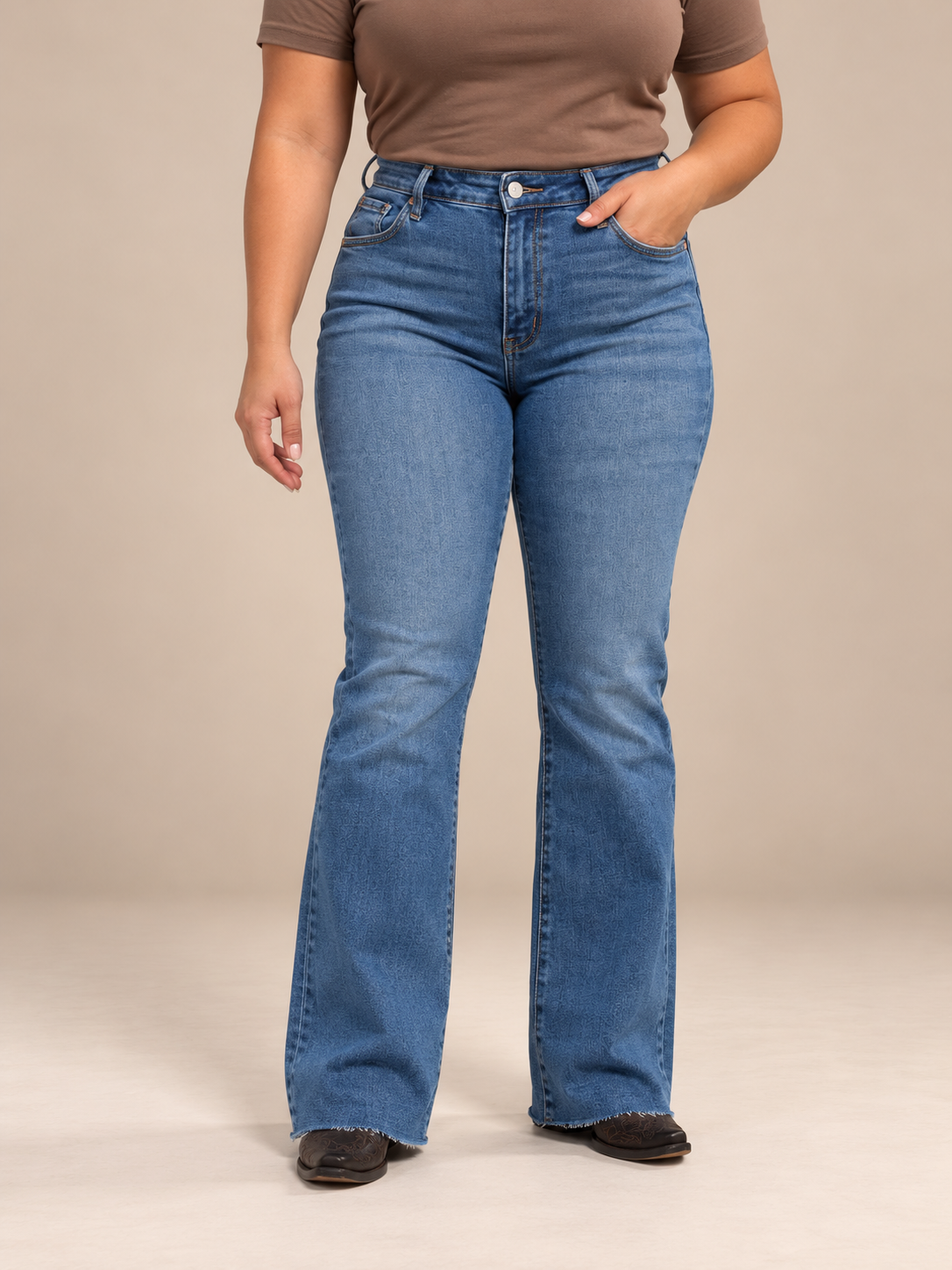 Women's High Rise Flare Jean KJ003 - Medium Wash