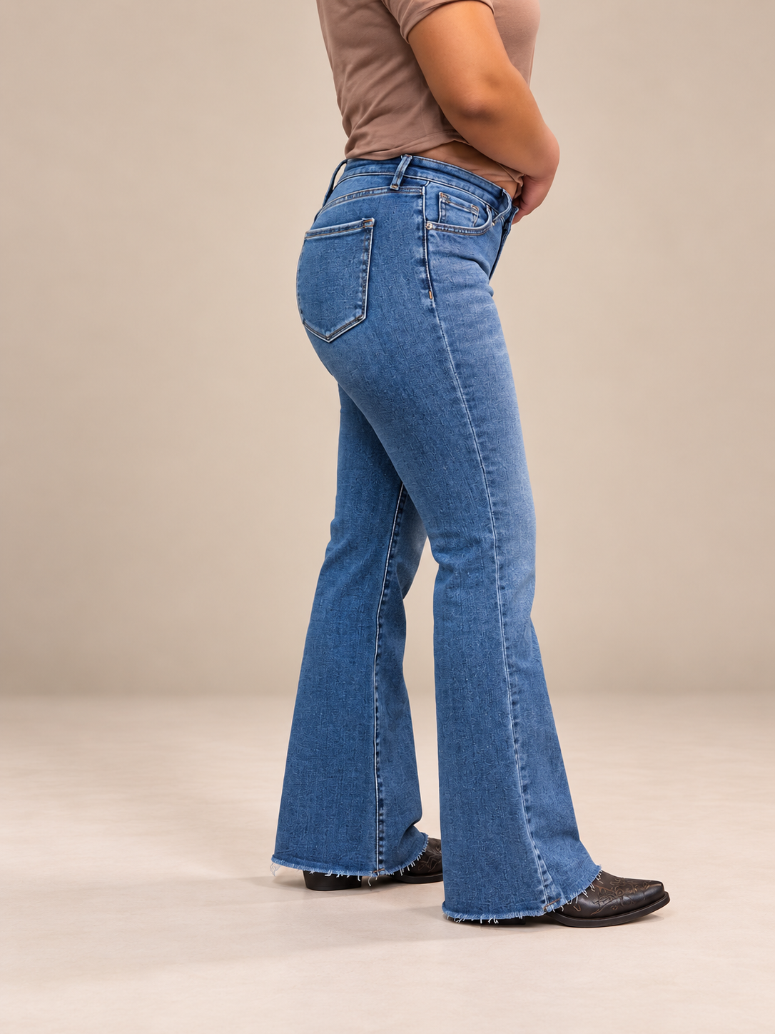 Women's High Rise Flare Jean KJ003 - Medium Wash