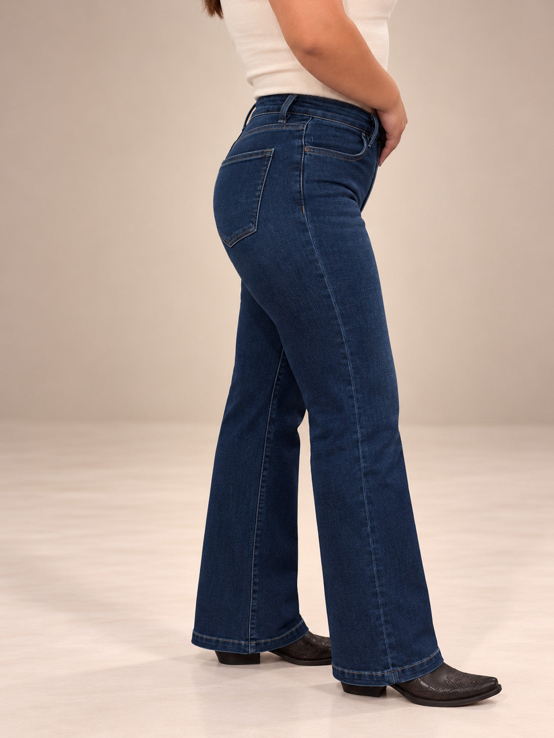 Women's High Rise Wide Leg Jean KJ004 - Dark Wash
