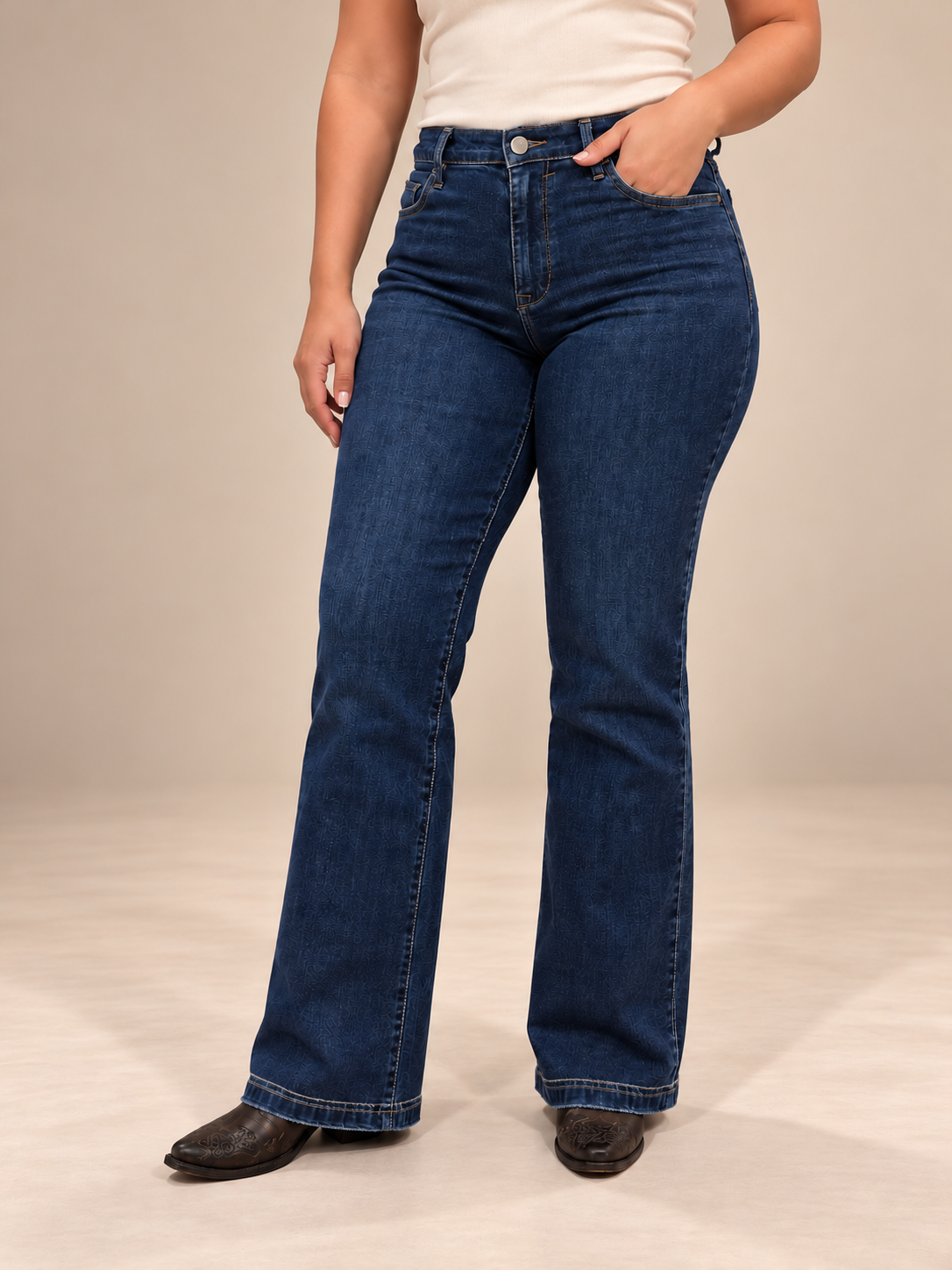Women's High Rise Wide Leg Jean KJ004 - Dark Wash