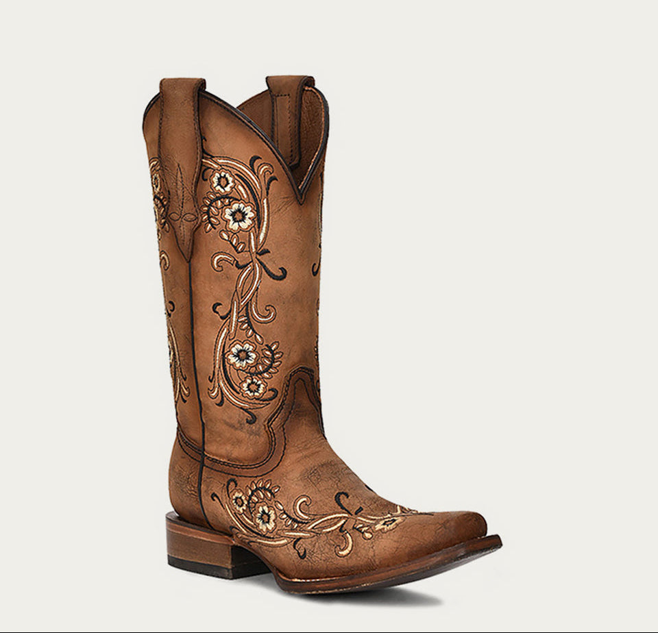 Circle G Women’s Floral Embroidery Square Toe L2063