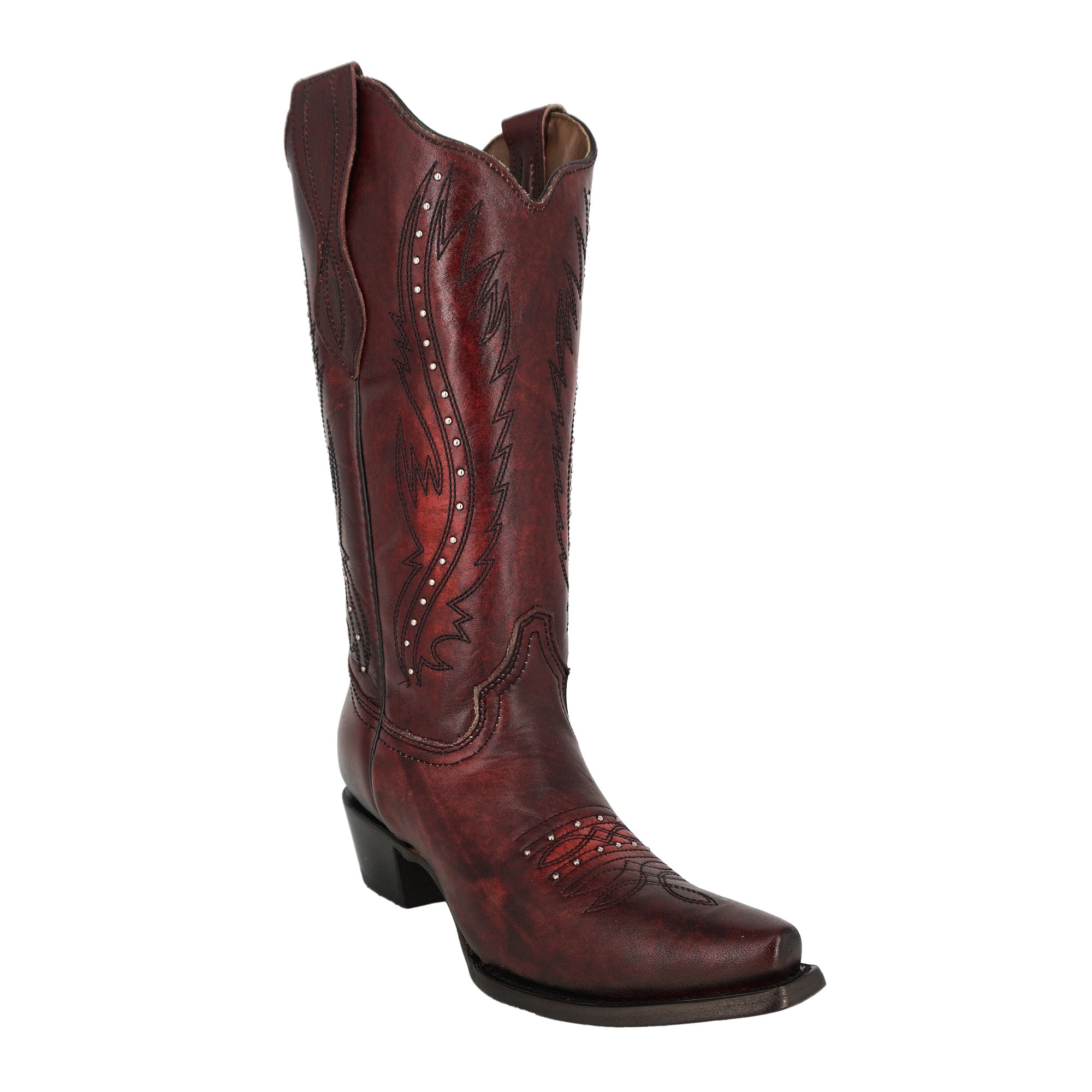 Circle G Women's Embroidery & Studs Boot L2067 - Wine