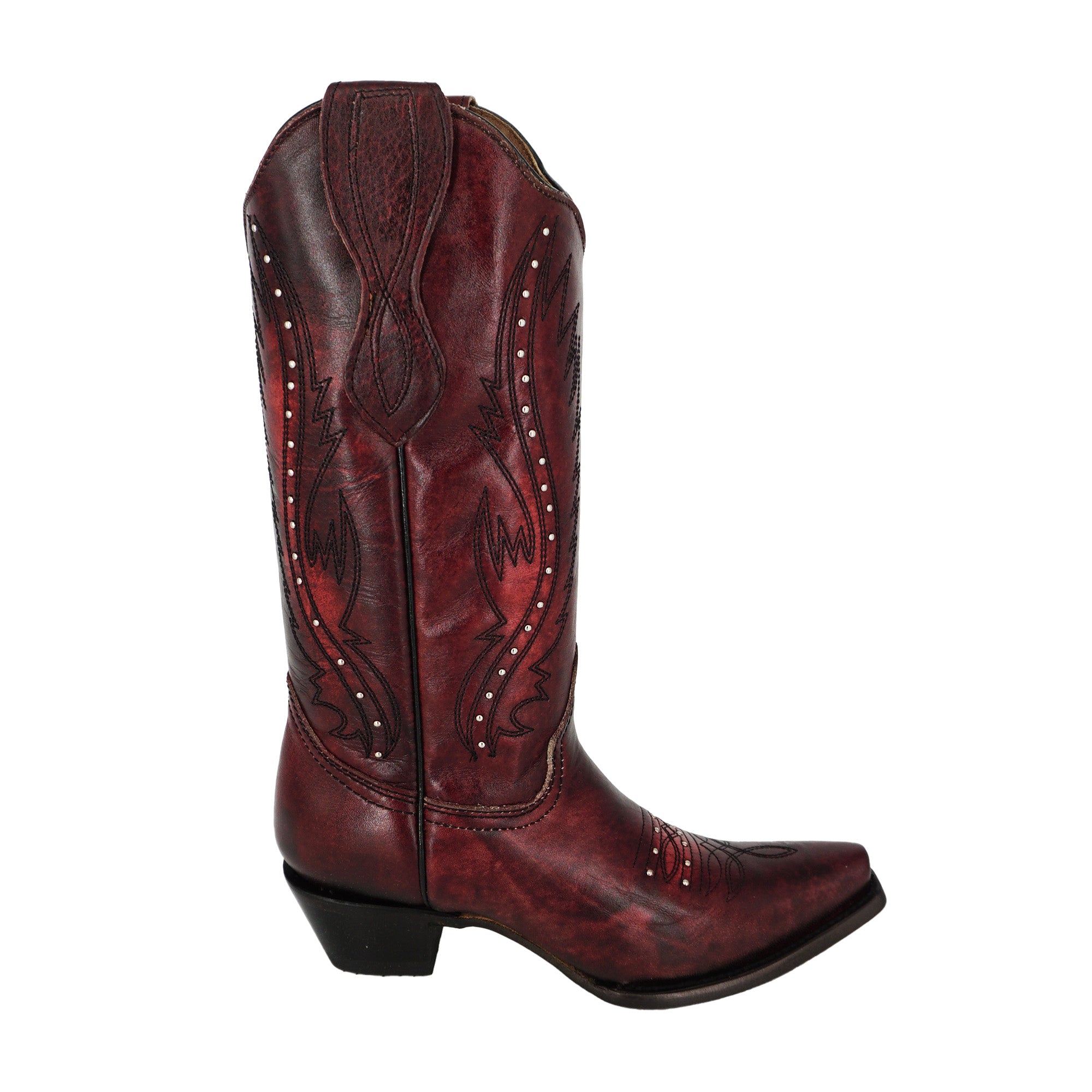 Circle G Women's Embroidery & Studs Boot L2067 - Wine
