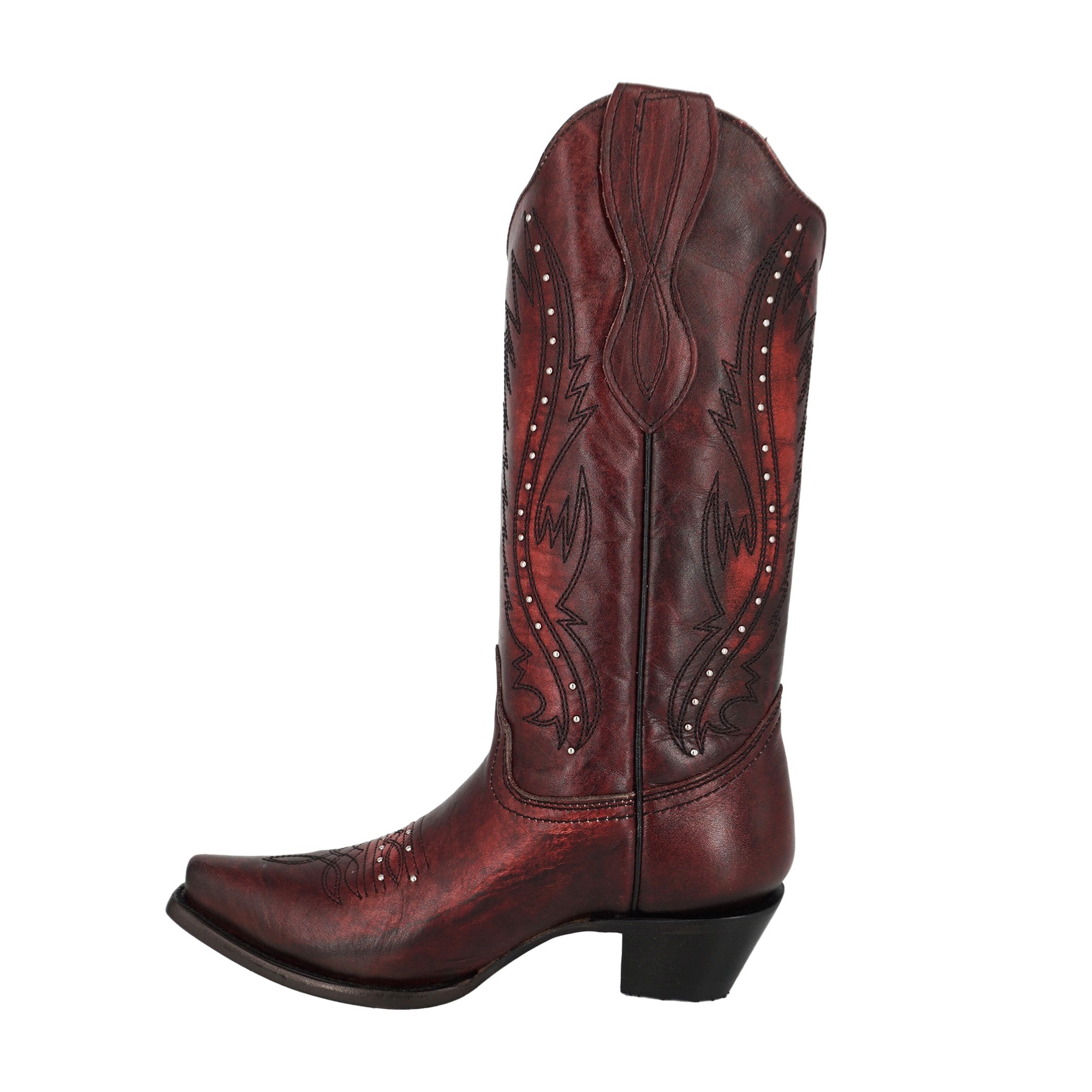 Circle G Women's Embroidery & Studs Boot L2067 - Wine