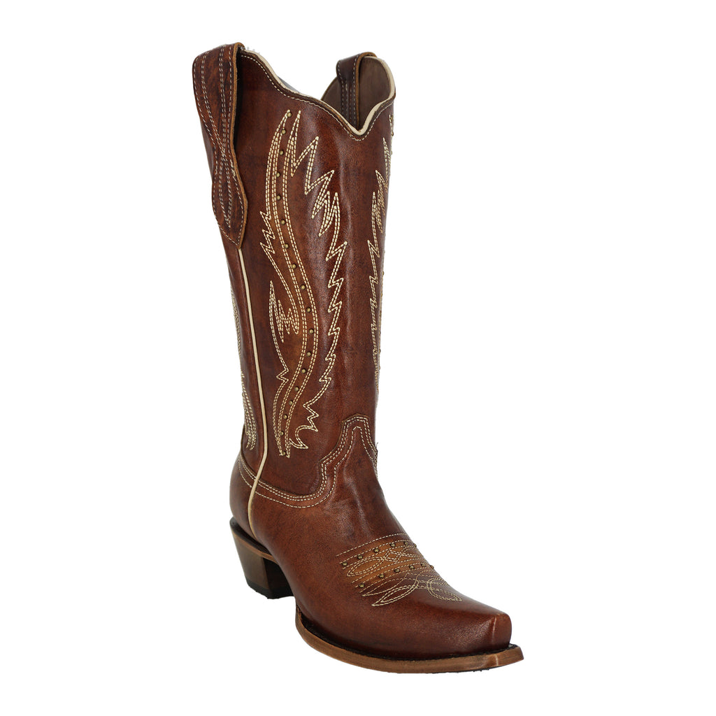 Circle G Women's Embroidery & Studs Boot L2068 - Tan