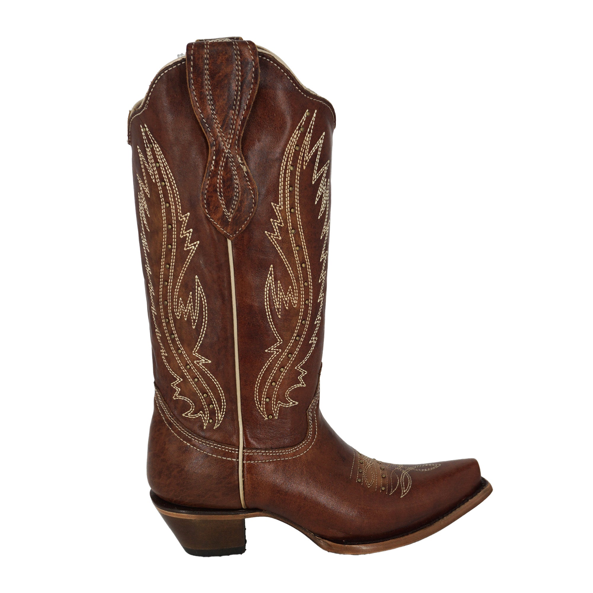 Circle G Women's Embroidery & Studs Boot L2068 - Tan