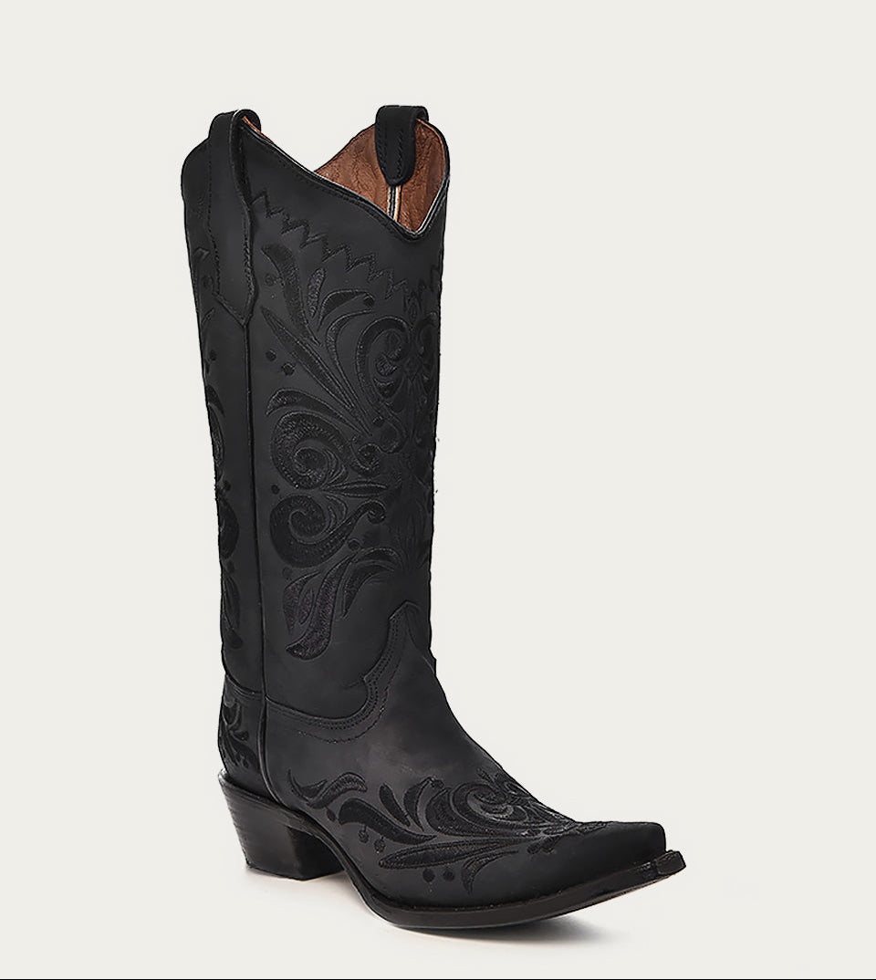 Circle G Women’s Embroidery Snip Toe Boot - Black  L5433