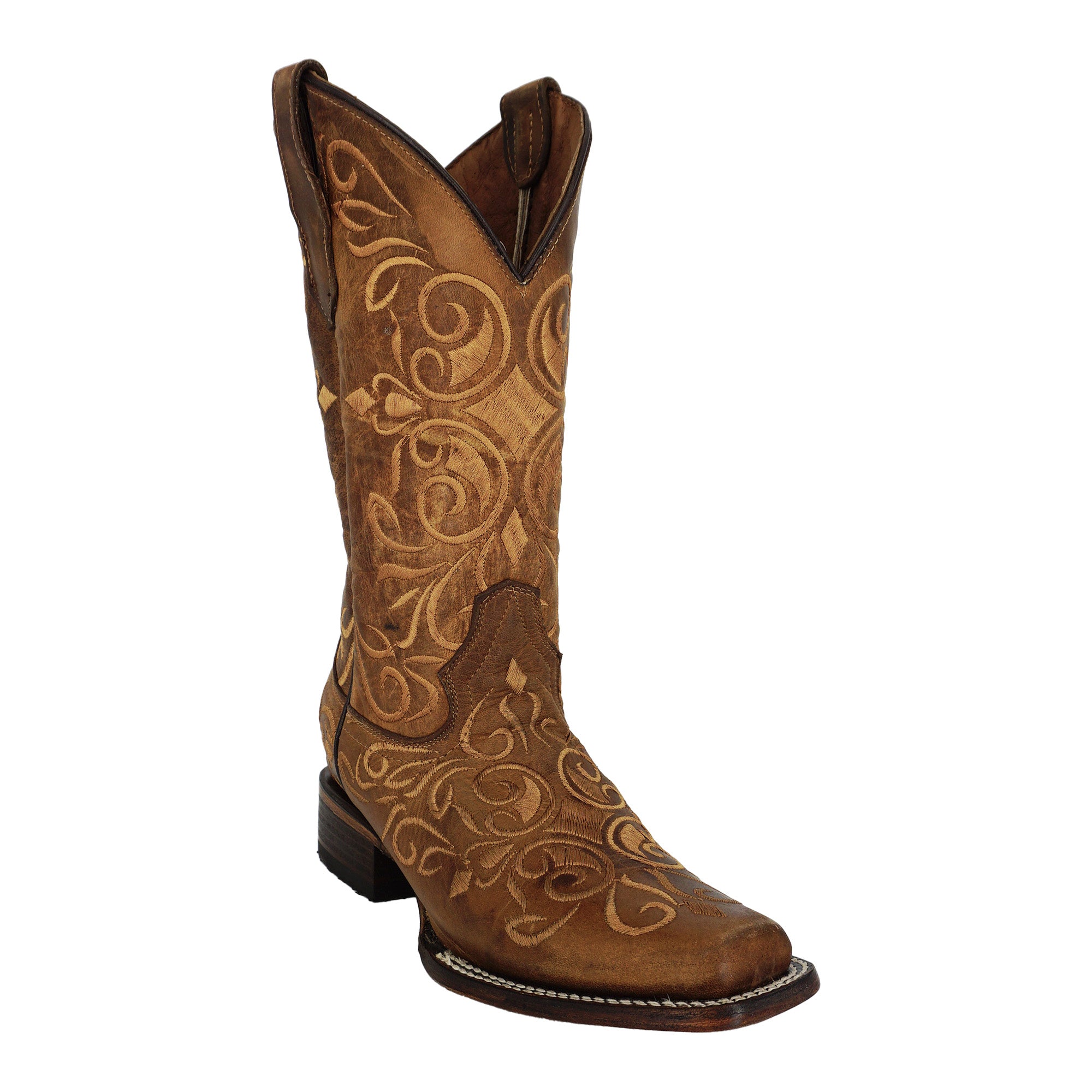 Circle G Women's Embroidery Square Toe L5795 - Honey