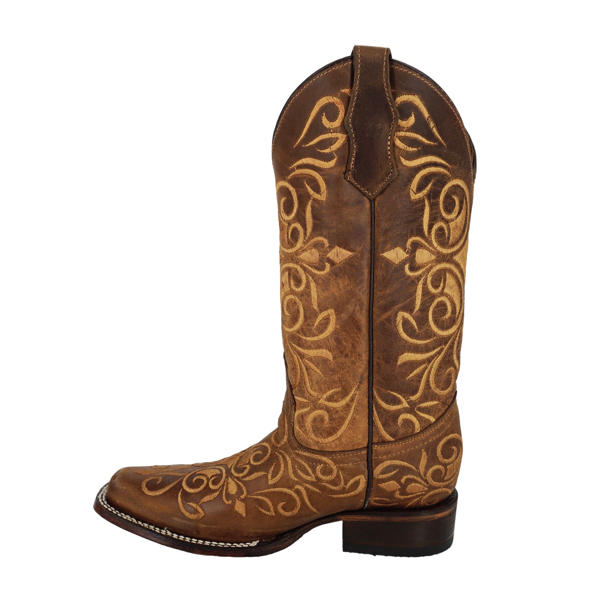 Circle G Women's Embroidery Square Toe L5795 - Honey