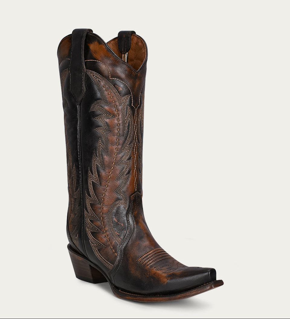 Circle G Women's Embroidery Snip Toe Boot L5872 - Brown