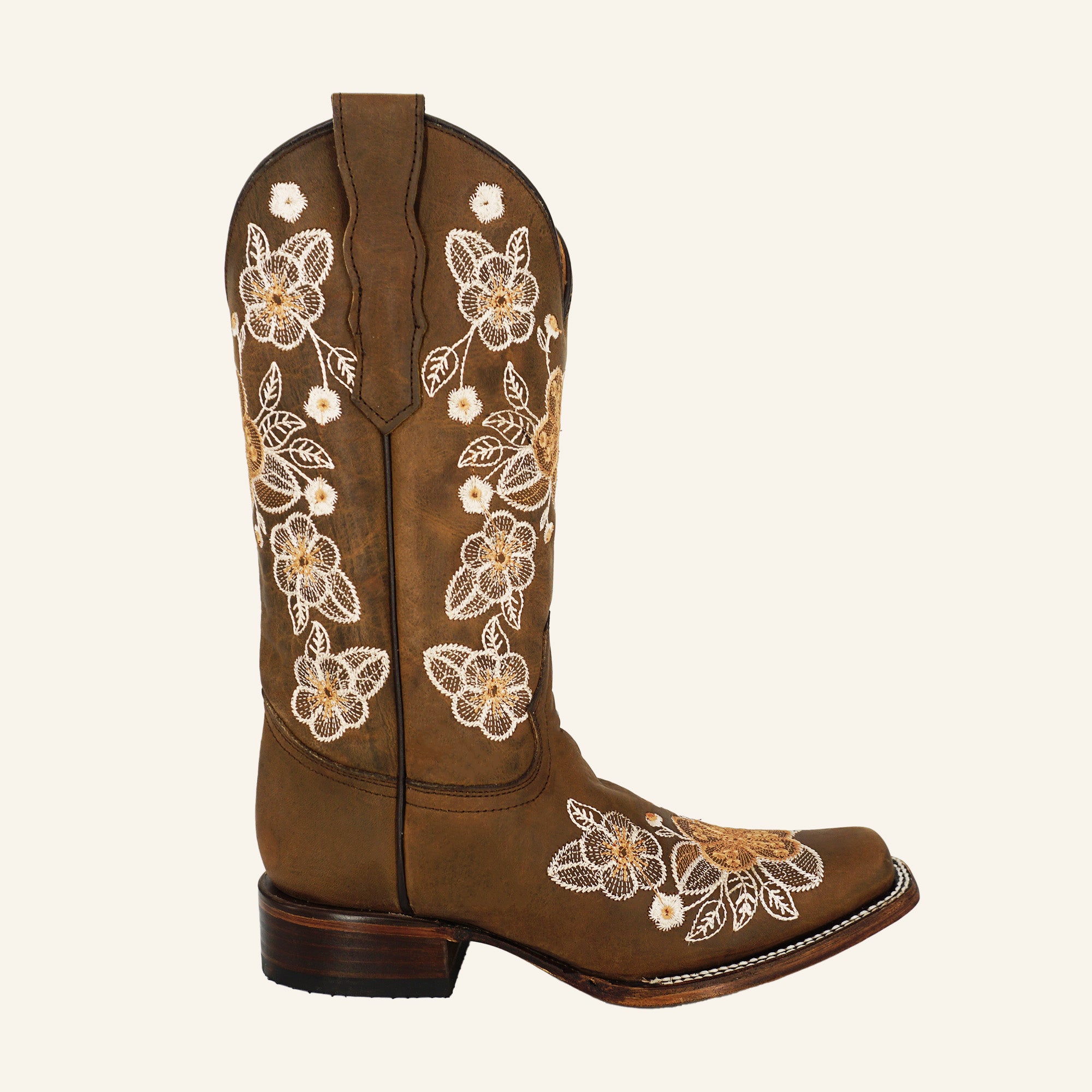 Circle G Women's Floral Embroidery Square Toe Boot L6238 - Brown